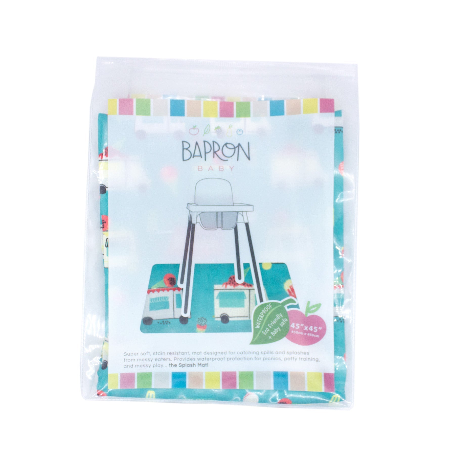 Ice Cream Truck Splash Mat - A Waterproof Catch-All for Highchair Spills and More! BapronBaby
