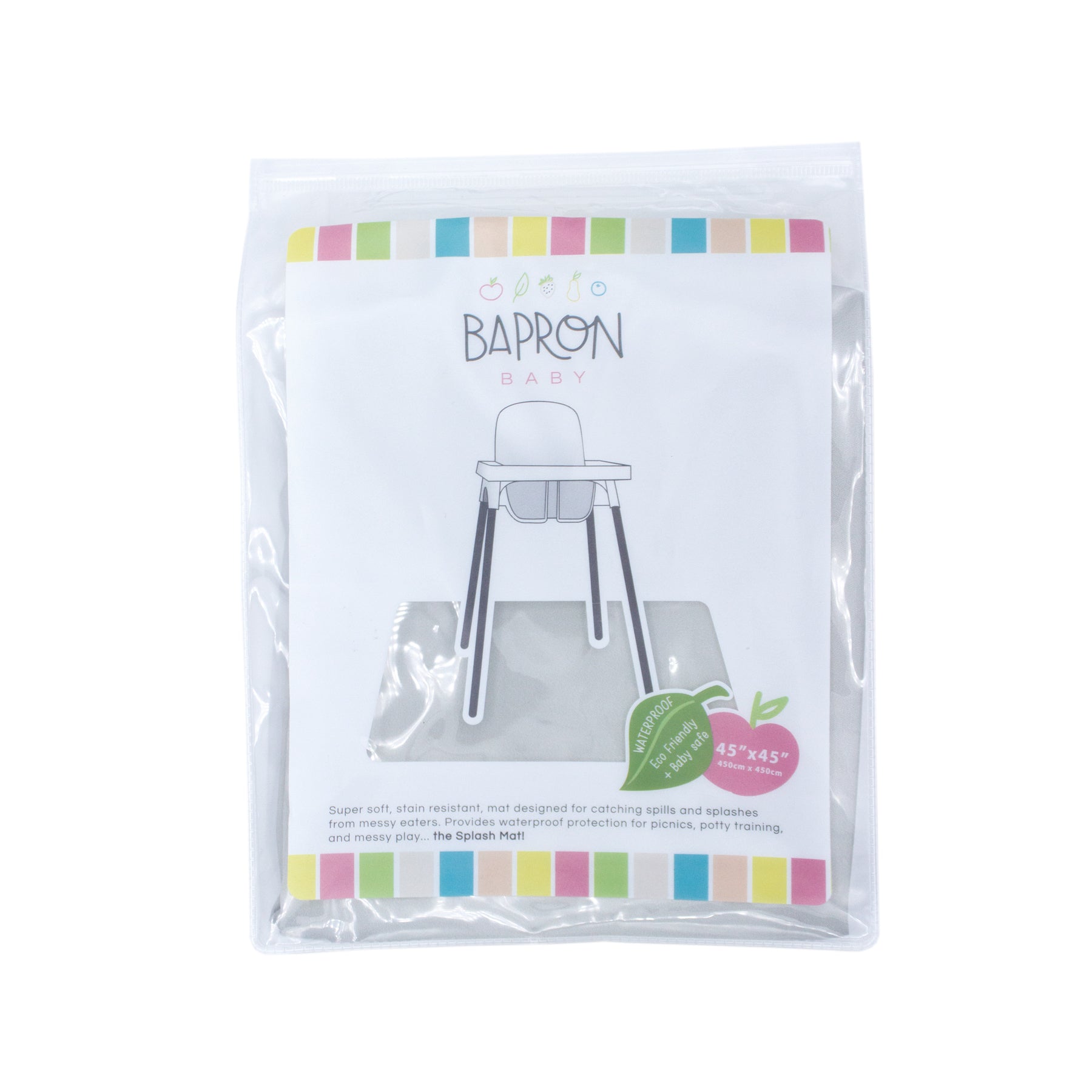 Solid Light Gray Minimalist Splash Mat - A Waterproof Catch-All for Highchair Spills and More! BapronBaby