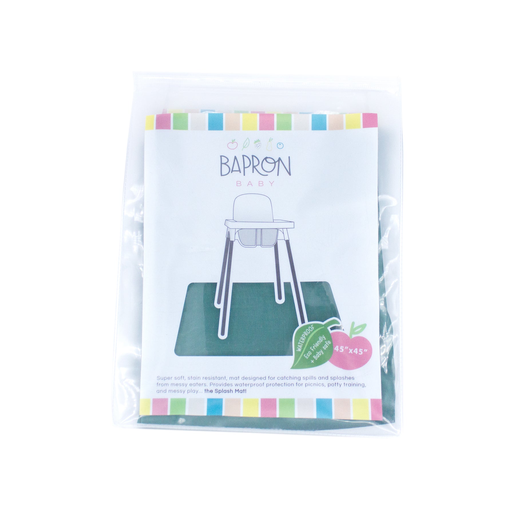 Solid Pine Minimalist Splash Mat - A Waterproof Catch-All for Highchair Spills and More! BapronBaby