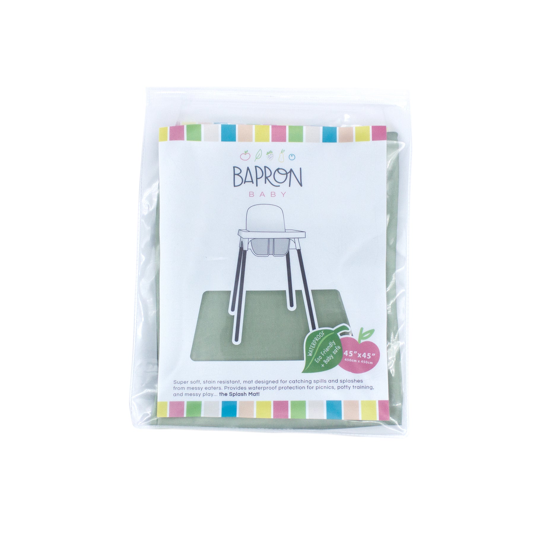 Solid Sage Minimalist Splash Mat - A Waterproof Catch-All for Highchair Spills and More! BapronBaby