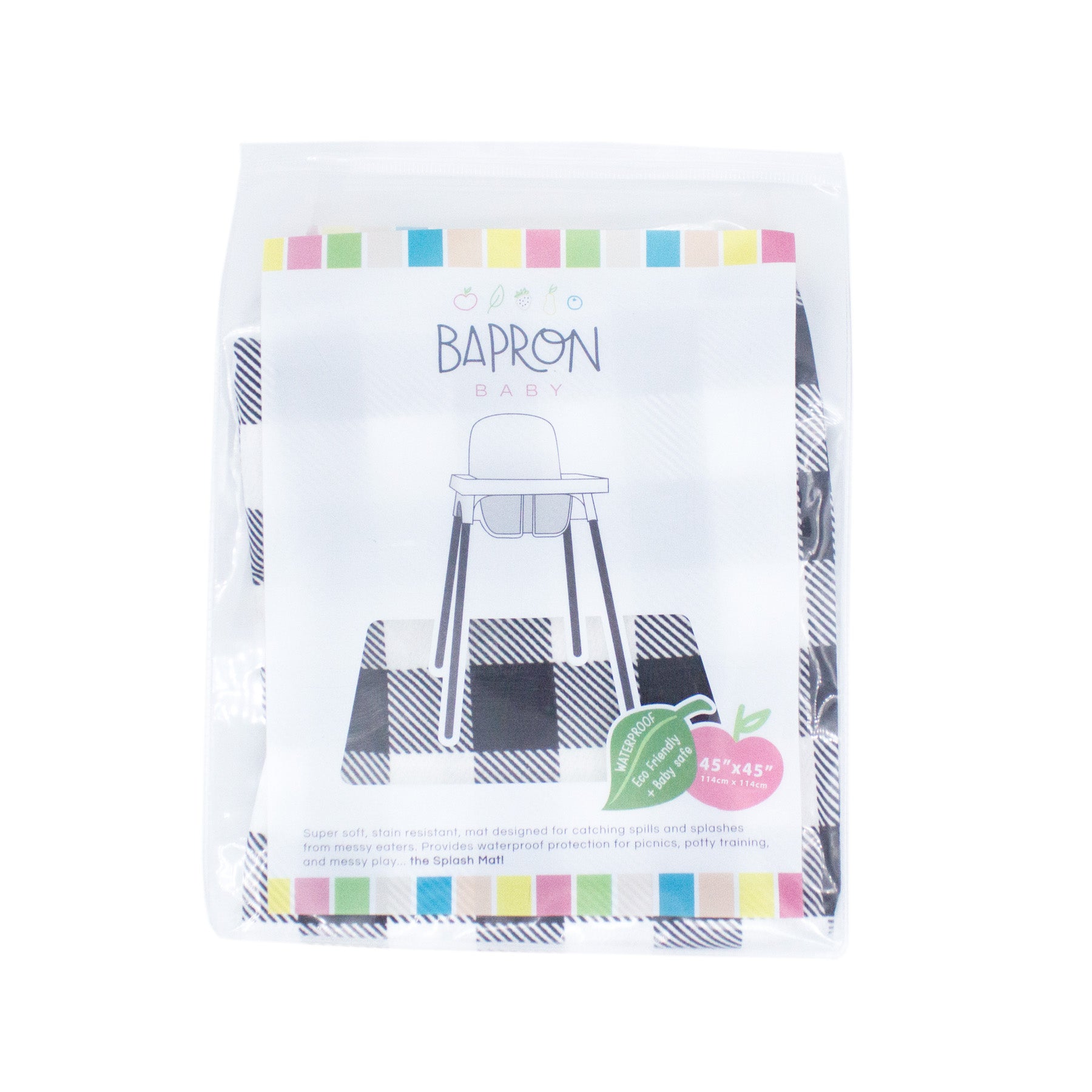 White Buffalo Plaid Splash Mat - A Waterproof Catch-All for Highchair Spills and More! BapronBaby