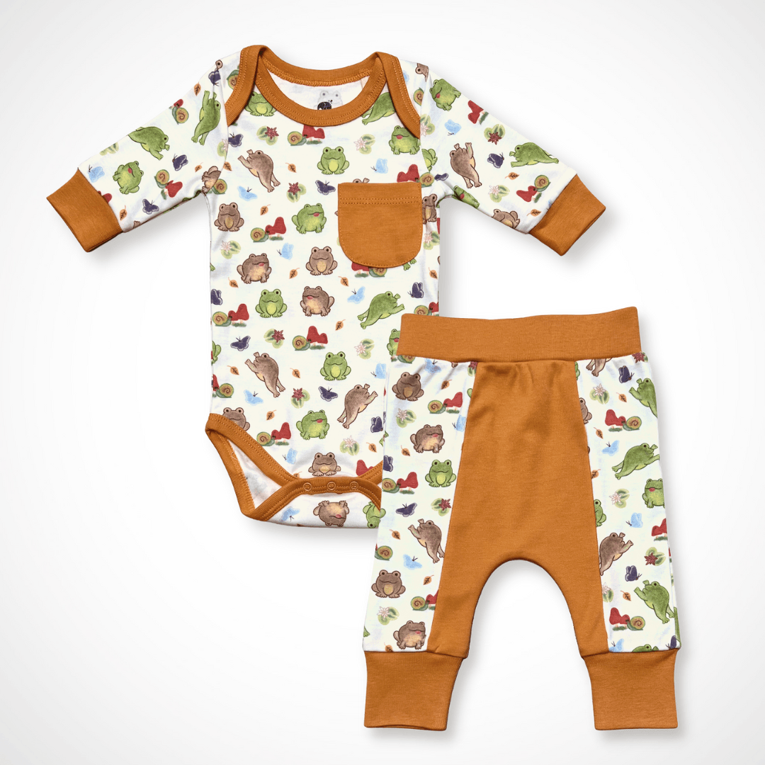Frog Long Sleeve Bodysuit and Pant | Organic Pima Cotton