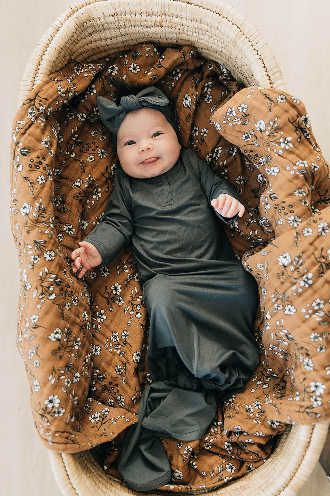 Charcoal Bamboo Knot Gown  Mebie Baby