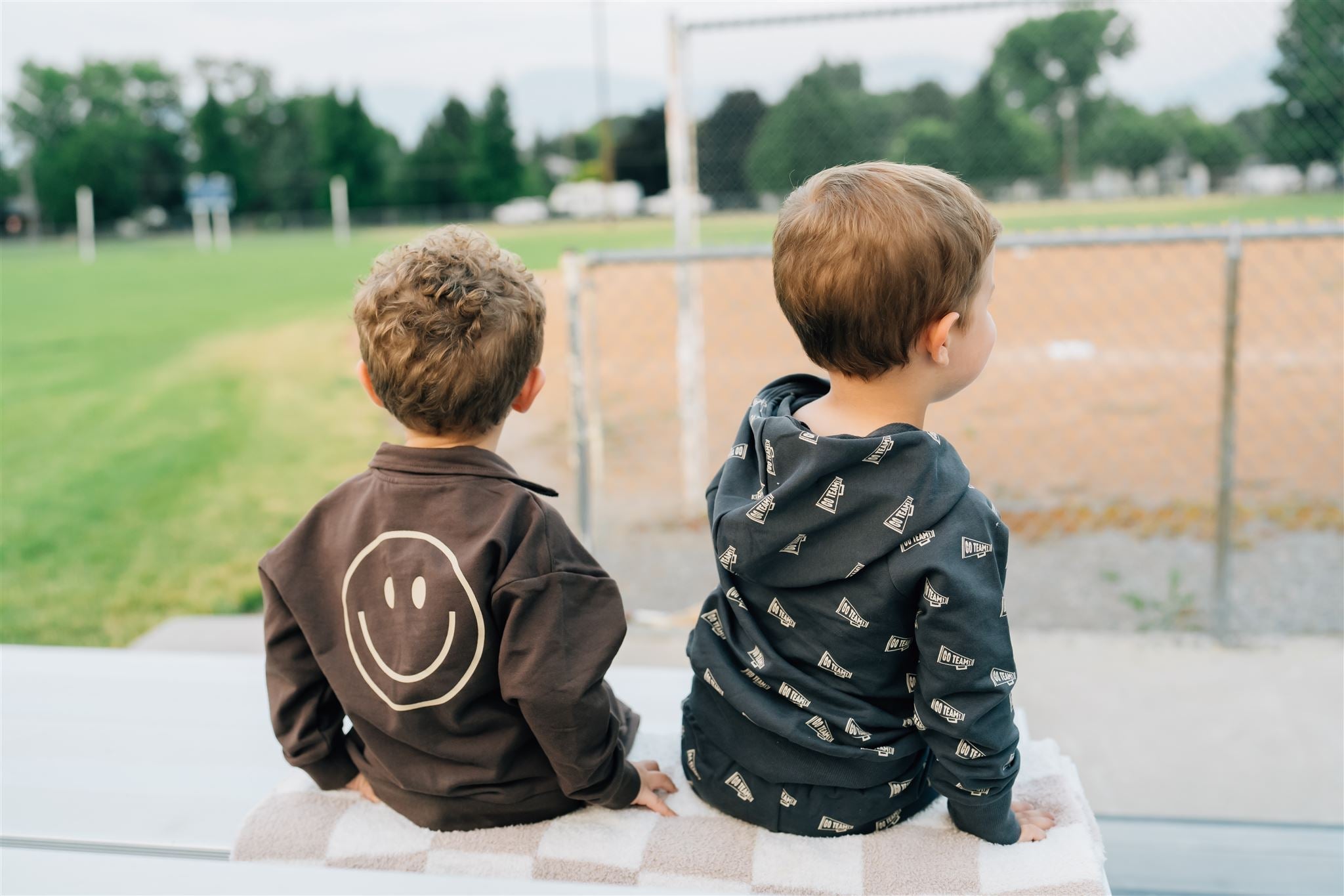Smiley Face Quarter Zip French Terry Set Mebie Baby