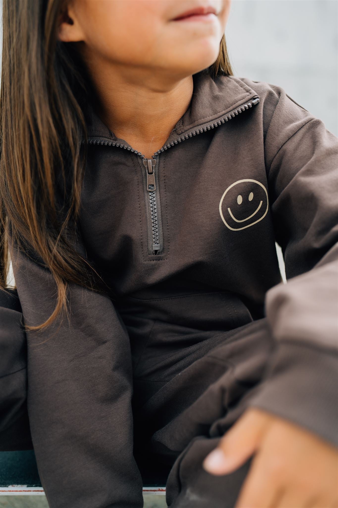 Smiley Face Quarter Zip French Terry Set Mebie Baby