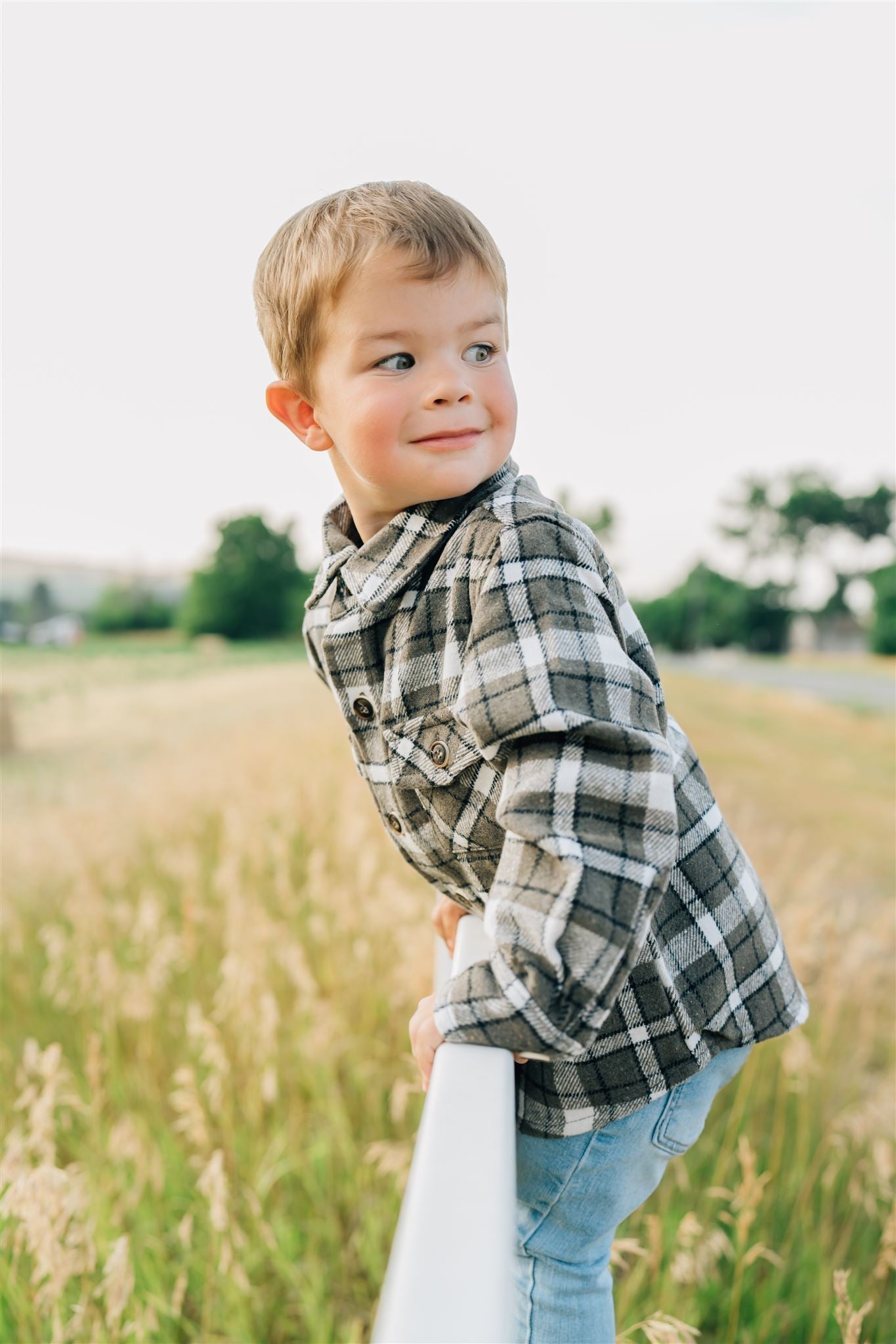Charcoal Flannel Shacket Mebie Baby