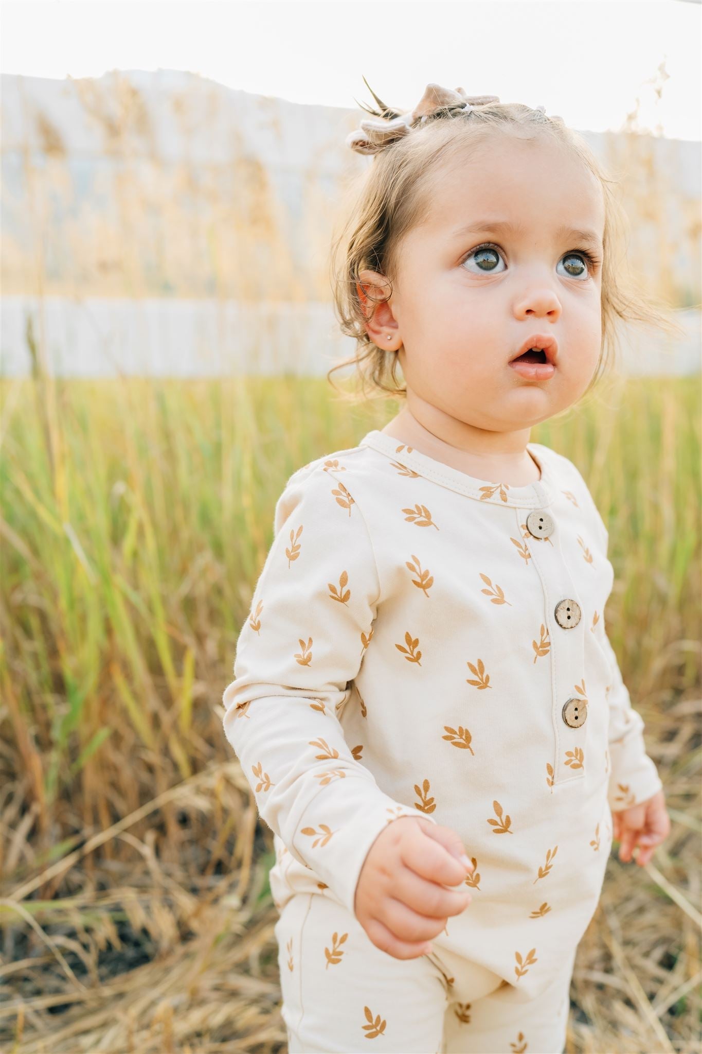 Vines Long Sleeve Button Romper Mebie Baby
