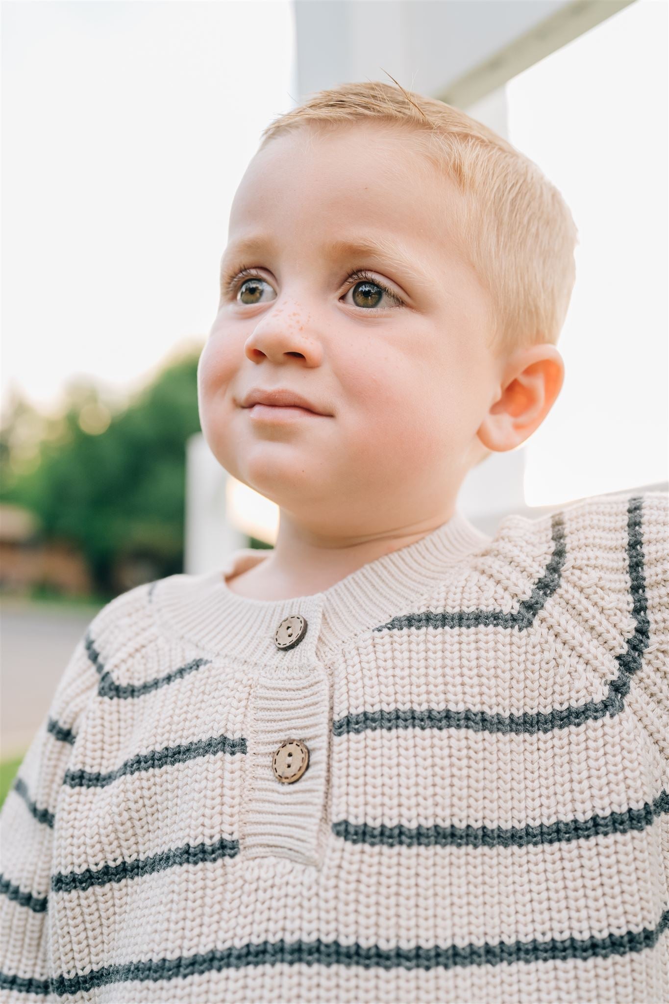 Charcoal Stripe Button Knit Sweater Mebie Baby