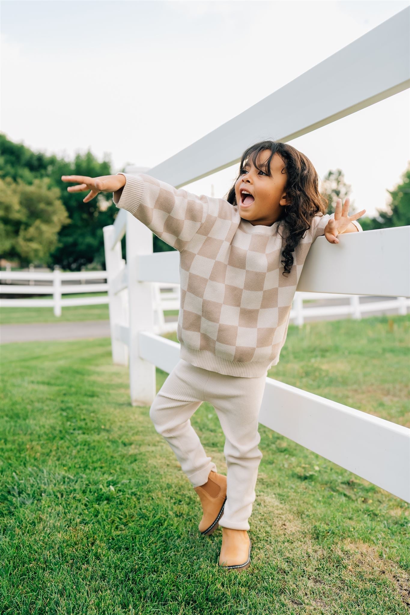Checkered Knit Sweater Mebie Baby