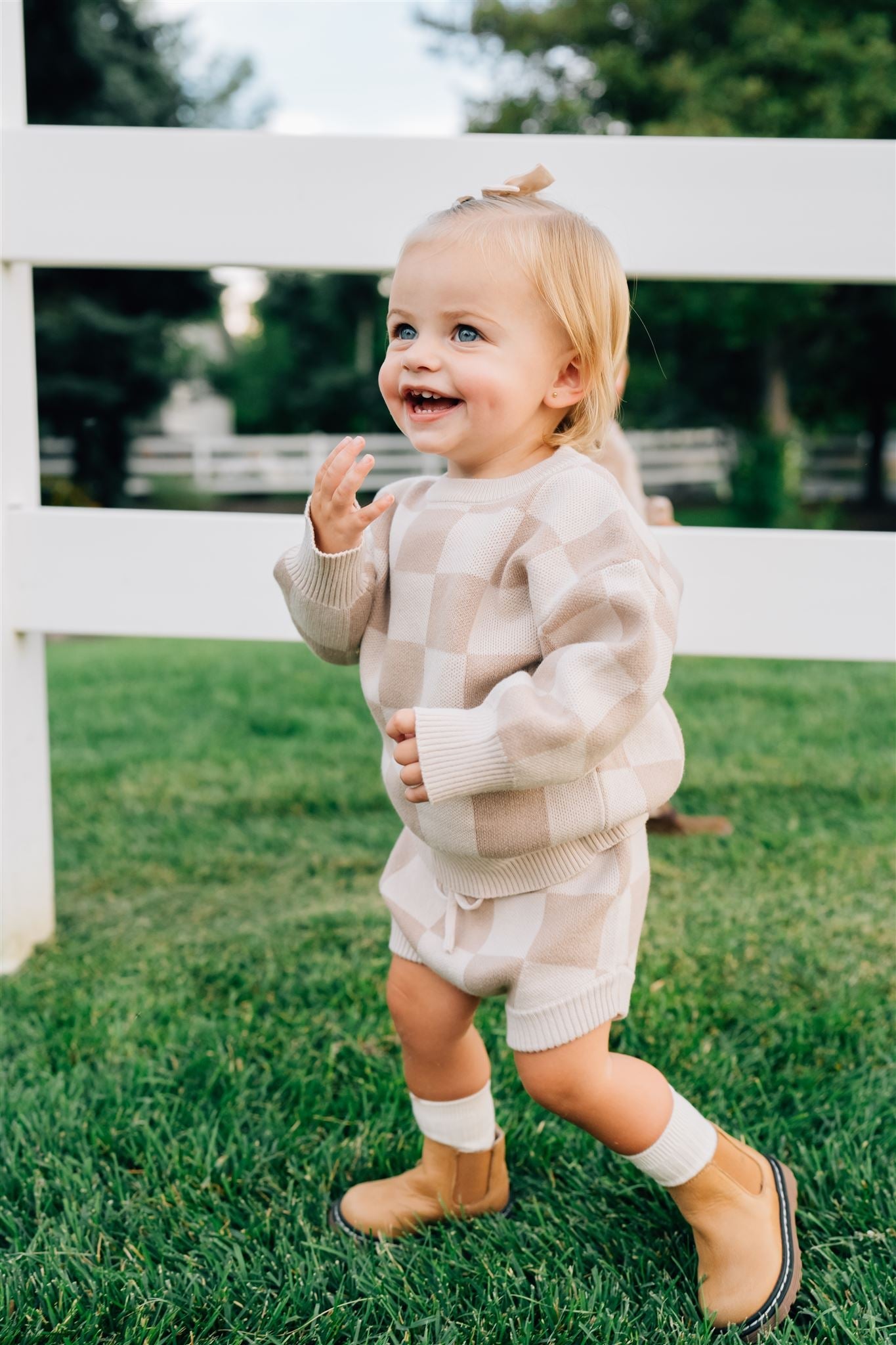 Checkered Knit Sweater Mebie Baby