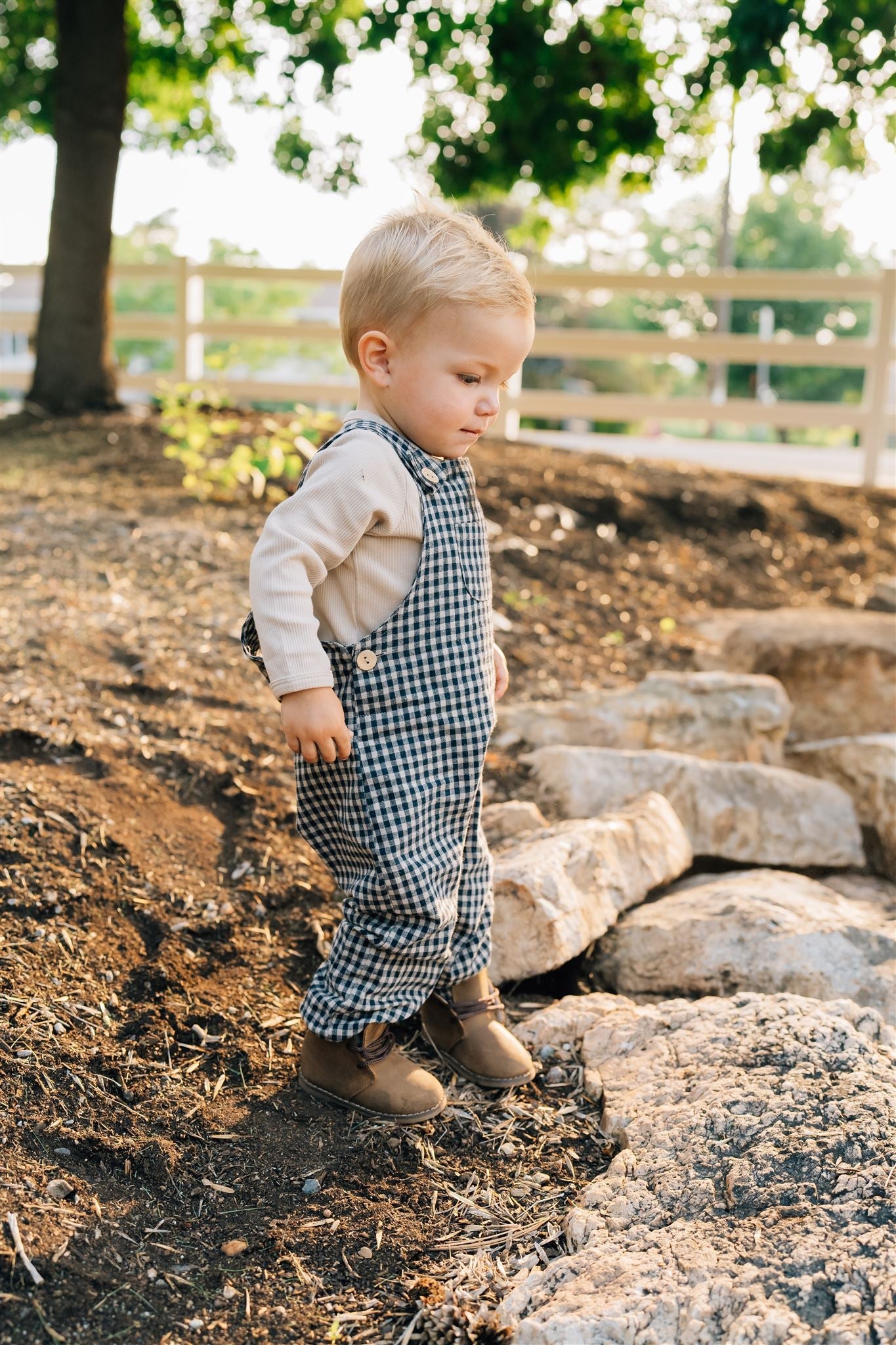 Gingham Linen Overalls Mebie Baby