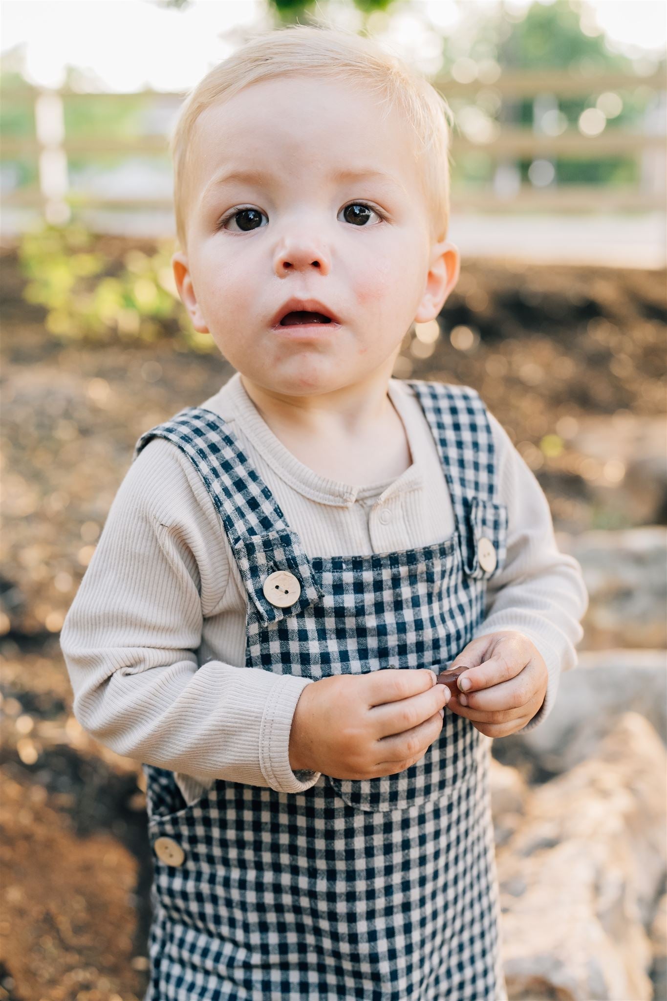 Gingham Linen Overalls Mebie Baby