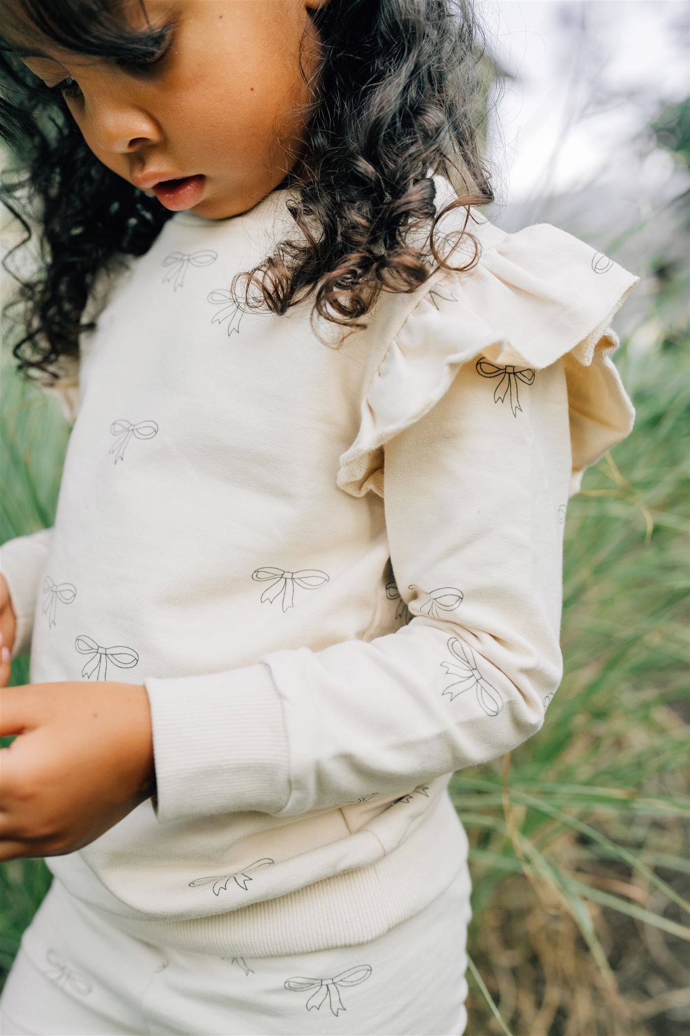 Ribbon Ruffle French Terry Set Mebie Baby