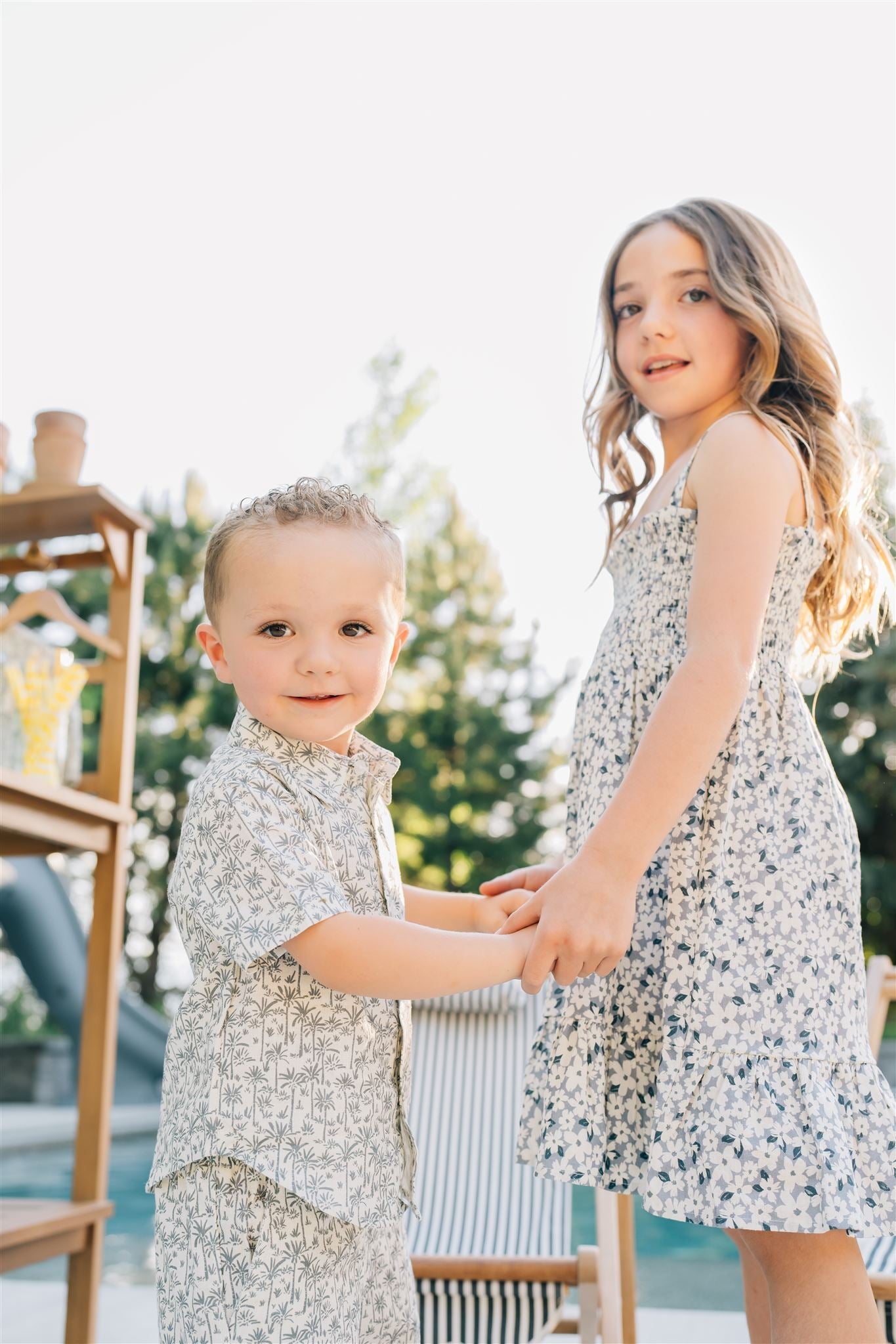 Blue Floral Linen Dress Mebie Baby