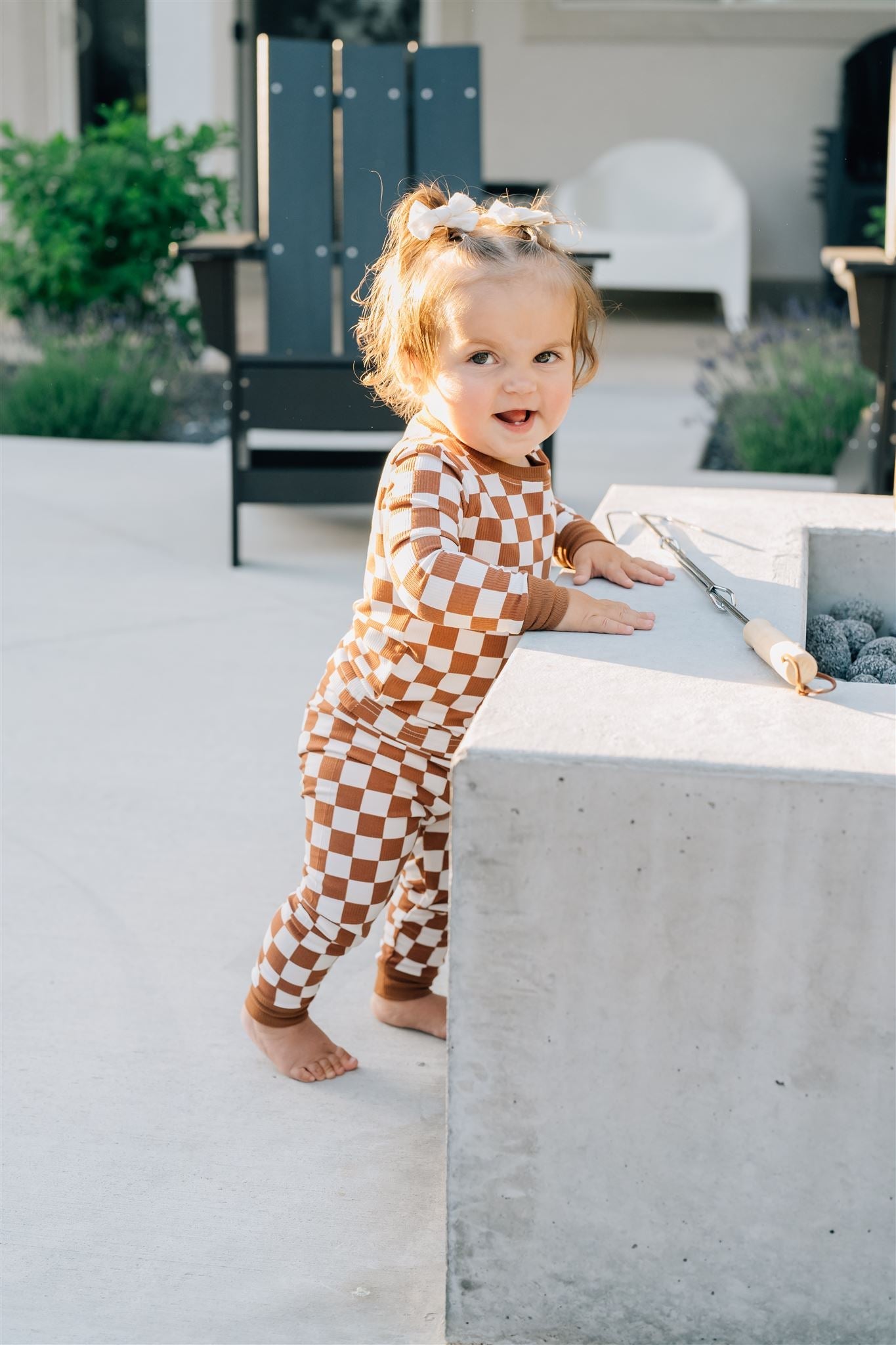 Rust Checkered Ribbed Bamboo Cozy Set  Mebie Baby