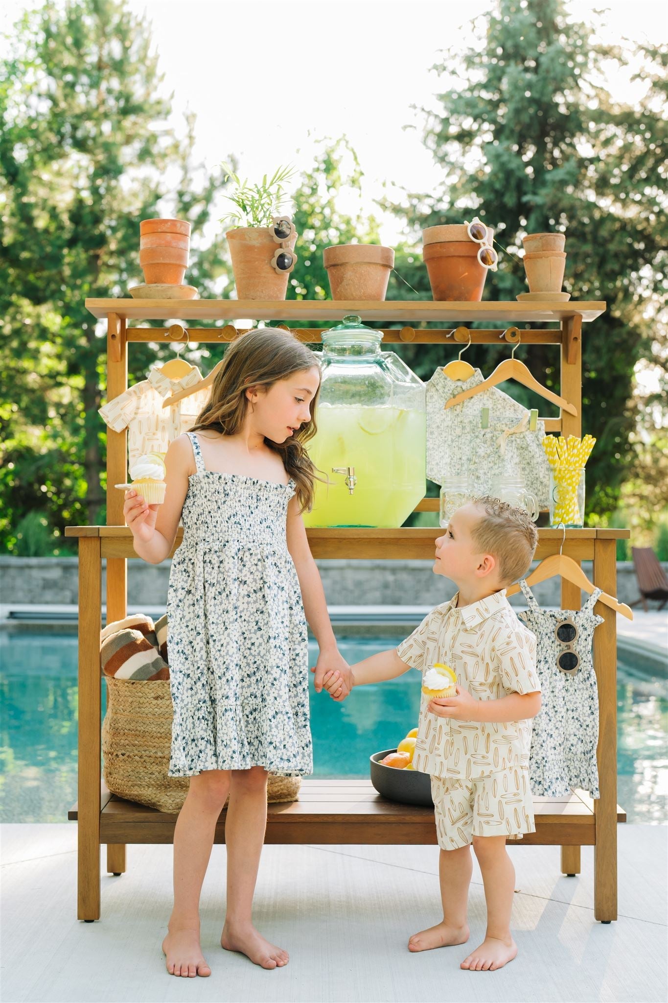 Blue Floral Linen Dress Mebie Baby