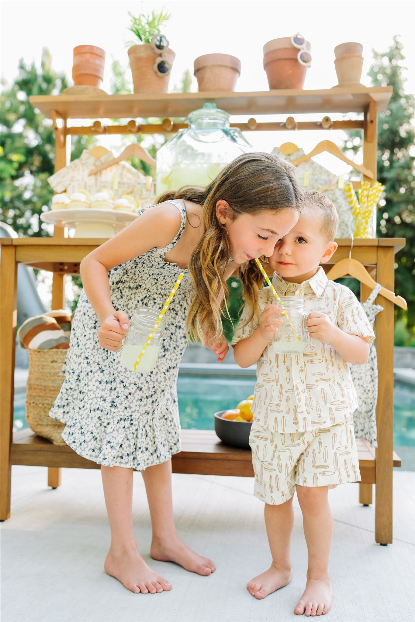 Blue Floral Linen Dress Mebie Baby