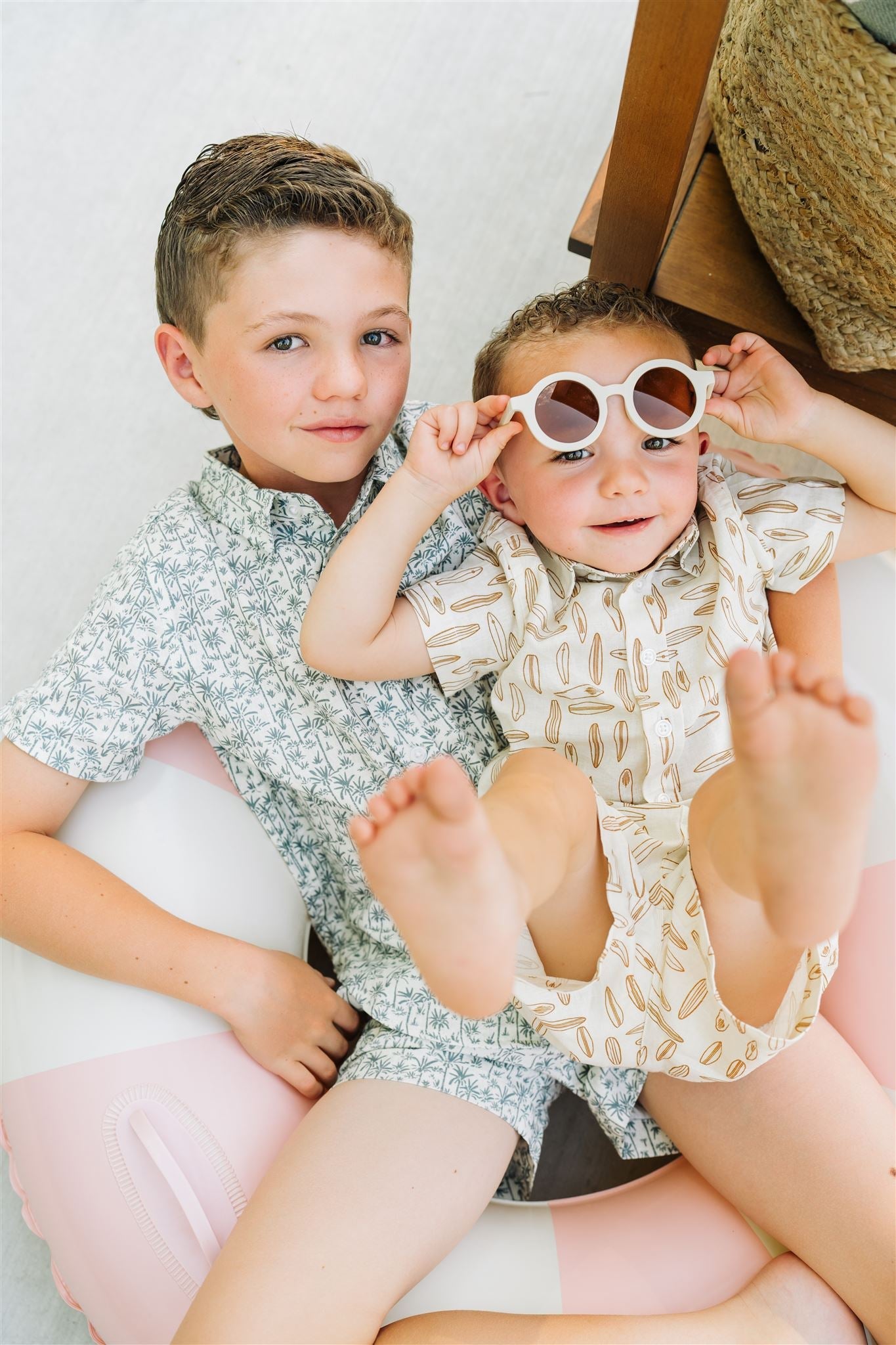 Palm Tree Linen Button Up Shirt  Mebie Baby