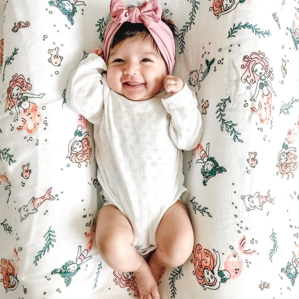 Muslin Swaddle Blanket Set Oh So Soft Mermaid + Bubbles Swaddle Blanket Bebe au Lait