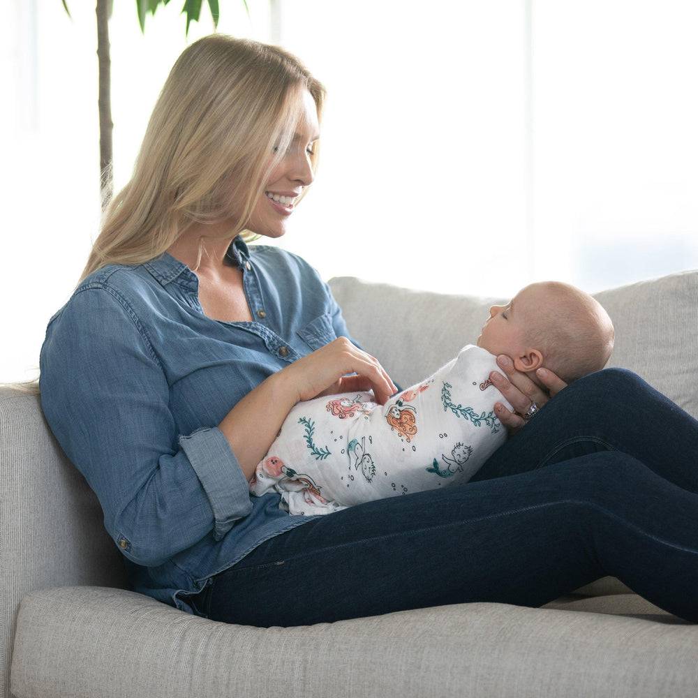 Muslin Single Swaddle Blanket Oh So Soft Mermaid Swaddle Blanket Bebe au Lait