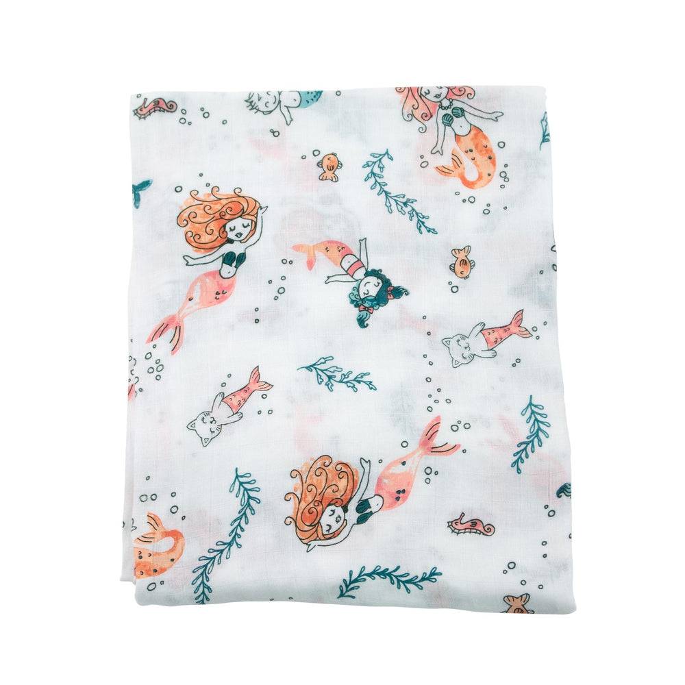 Muslin Single Swaddle Blanket Oh So Soft Mermaid Swaddle Blanket Bebe au Lait