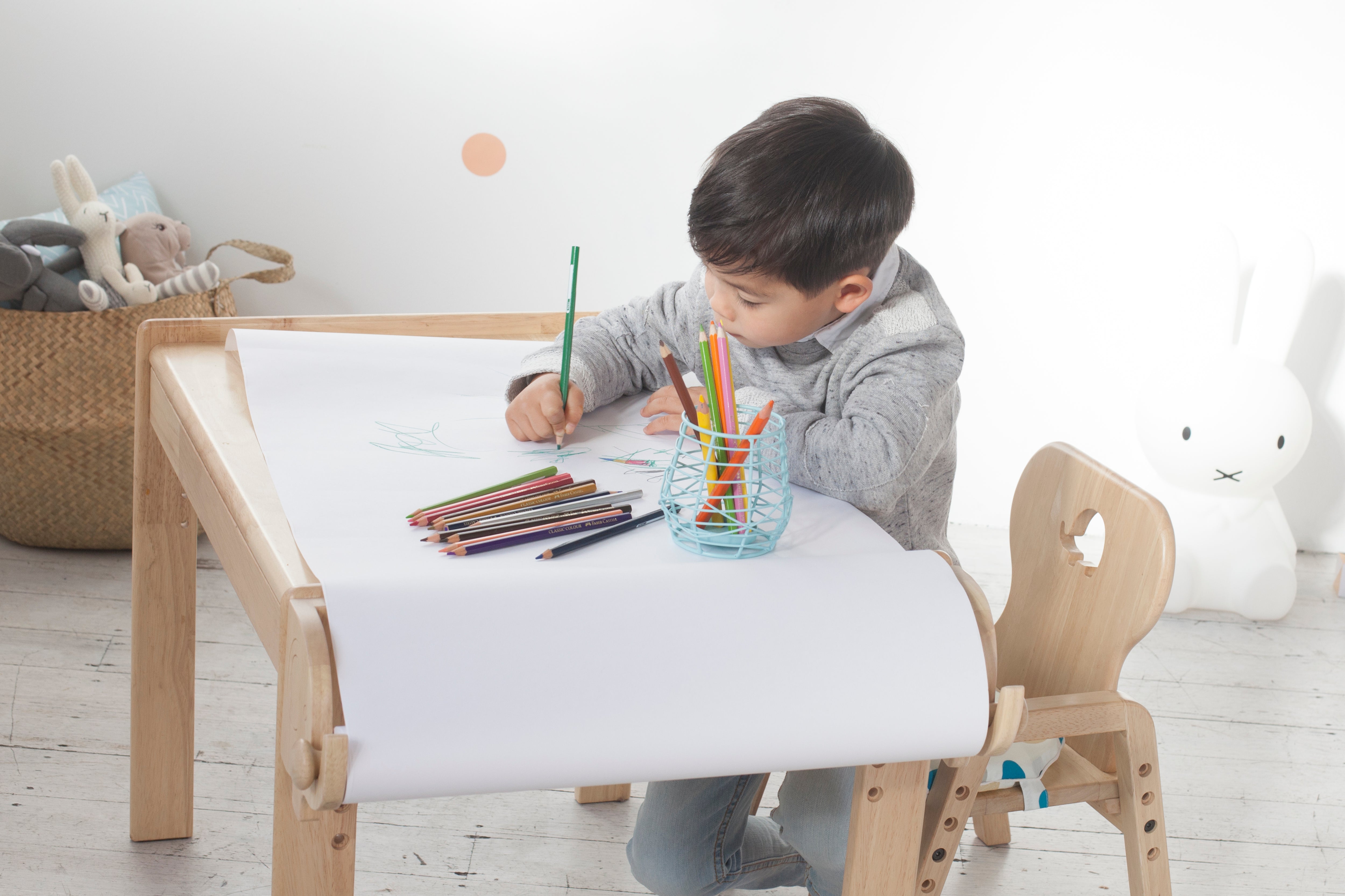Mesasilla Primary Adjustable Table Set - with drawer-Bear Elephant Car Rabbit - Height Adjustable MesaSilla USA
