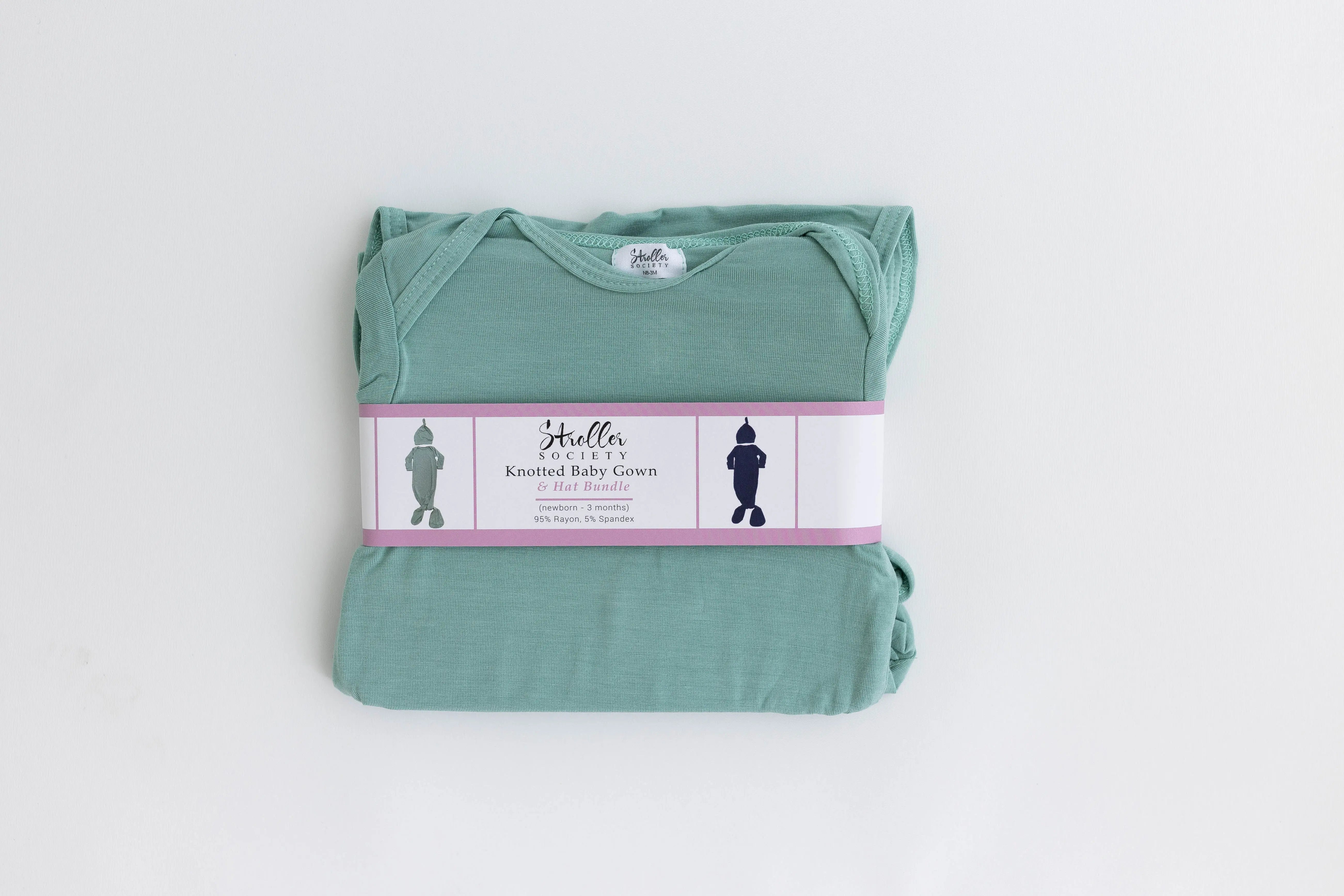 Newborn Knotted Baby Gown and Hat Set - Crew - (Newborn-3 months) Mint, Navy Blue, Pink, Camel Brown