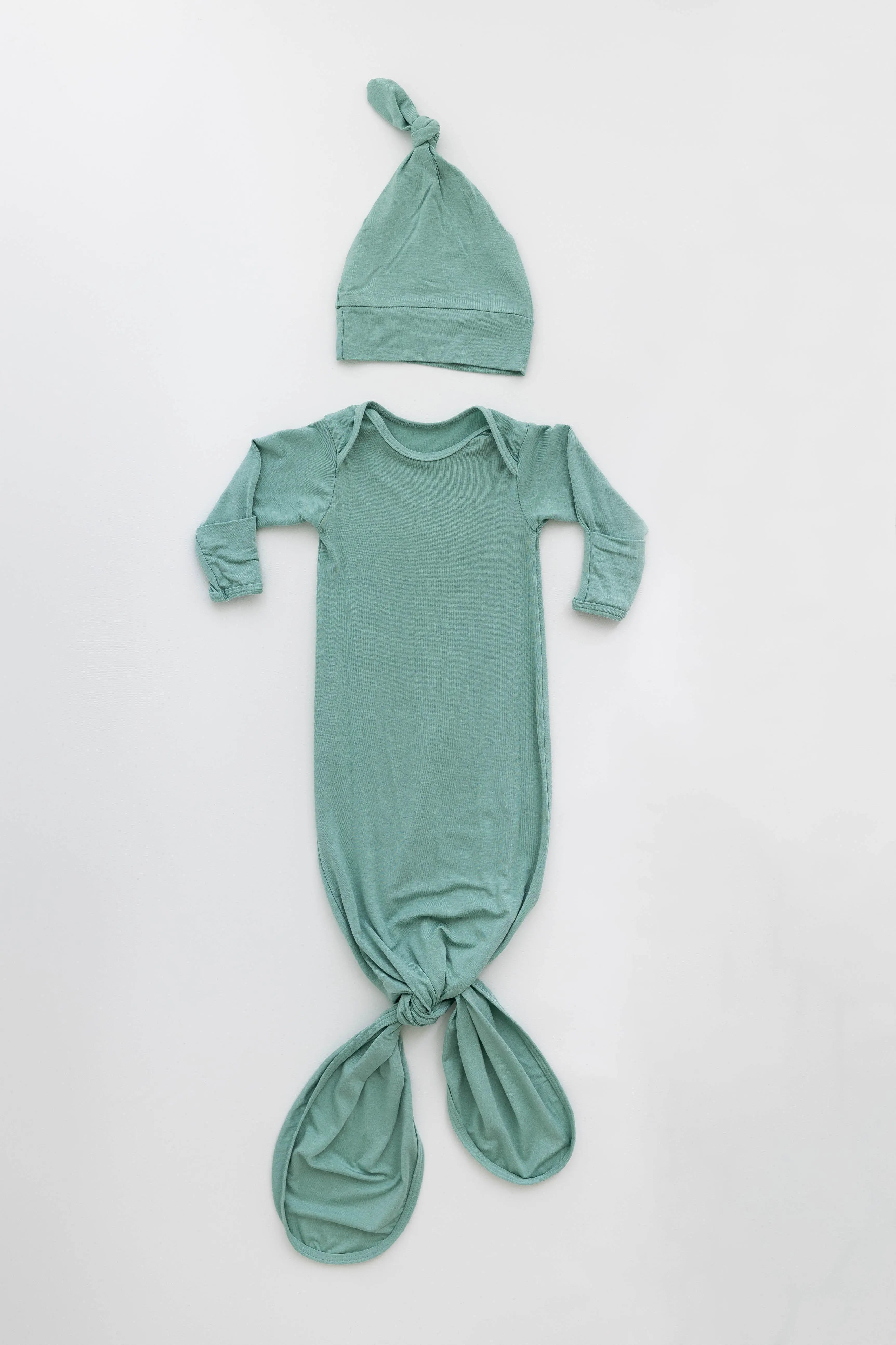 Newborn Knotted Baby Gown and Hat Set - Crew - (Newborn-3 months) Mint, Navy Blue, Pink, Camel Brown