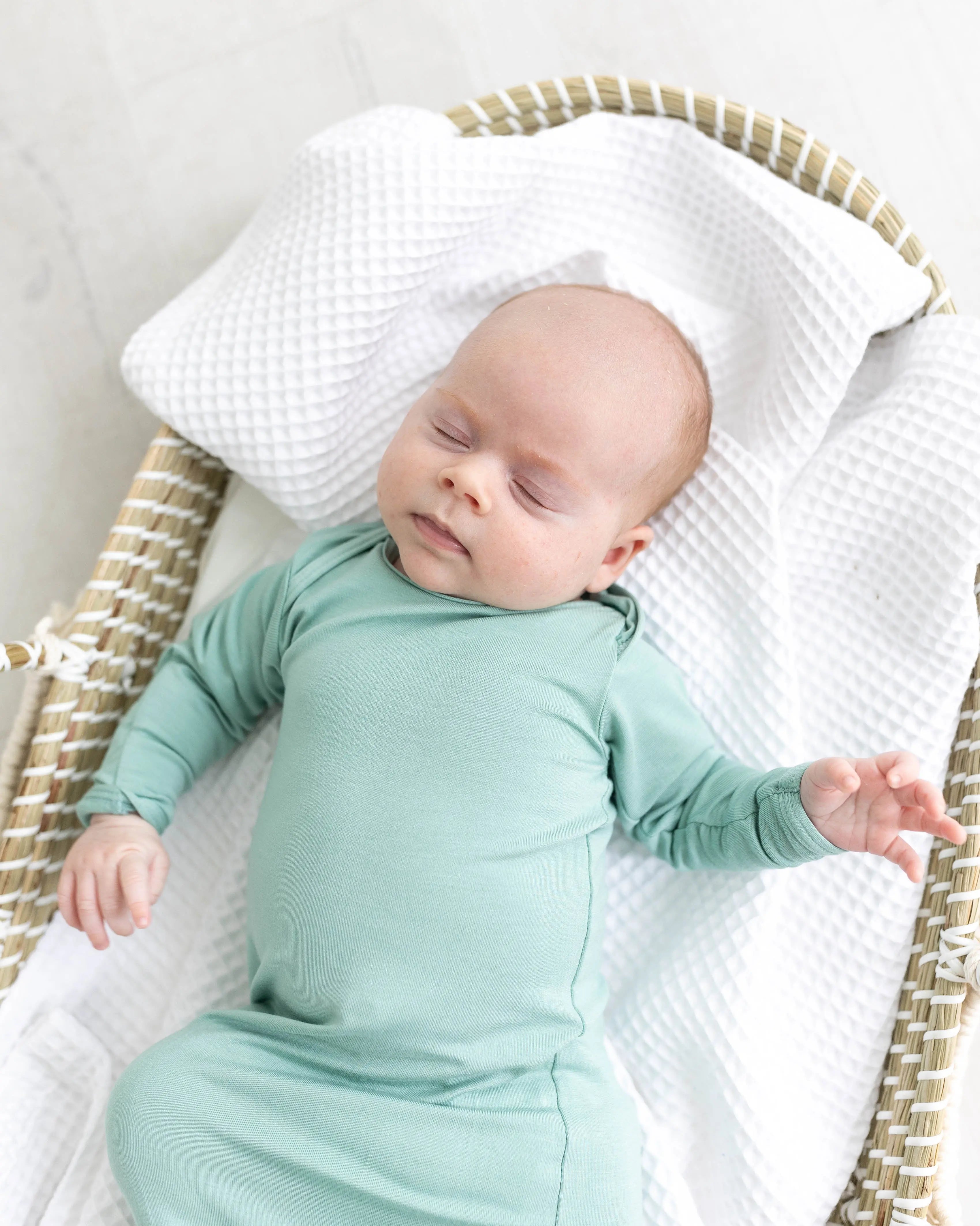 Newborn Knotted Baby Gown and Hat Set - Crew - (Newborn-3 months) Mint, Navy Blue, Pink, Camel Brown