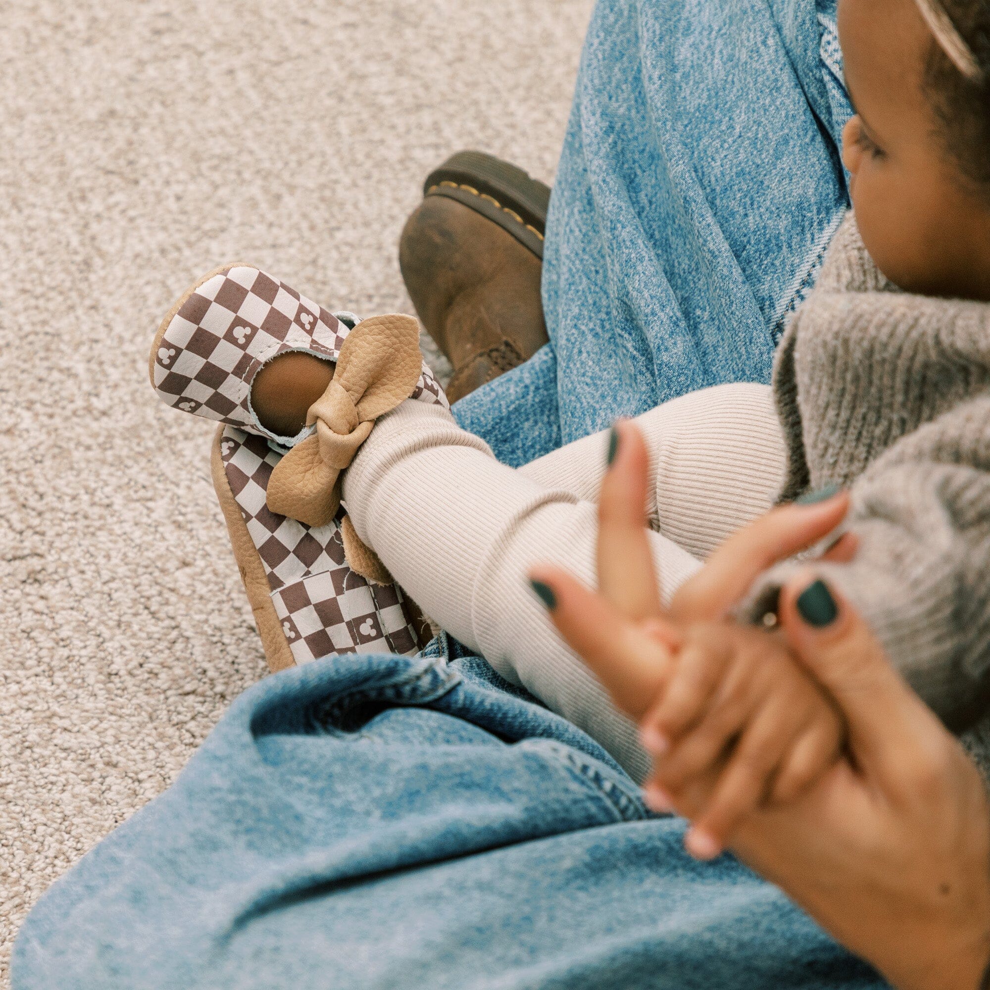 Disney Mocha Mickey Mouse Knotted Bow Baby Shoe