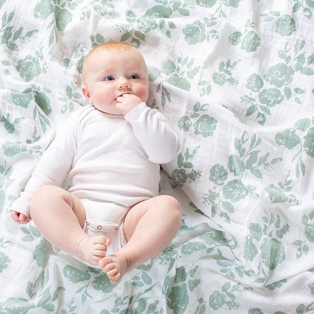 Muslin Swaddle Blanket Set Premium Cotton Vintage Floral + Modern Floral Swaddle Blanket Bebe au Lait