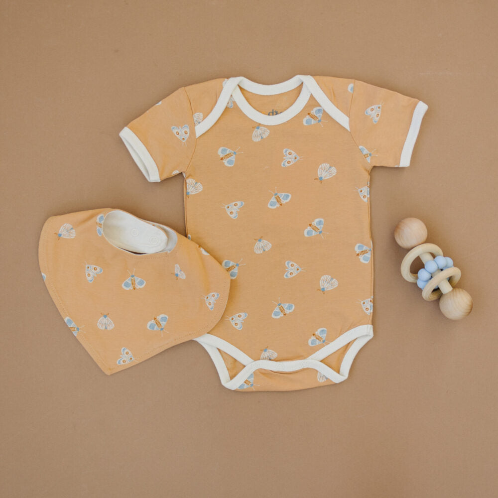 GOTS Certified Organic Cotton Short Sleeve Bodysuit - Magical Moth