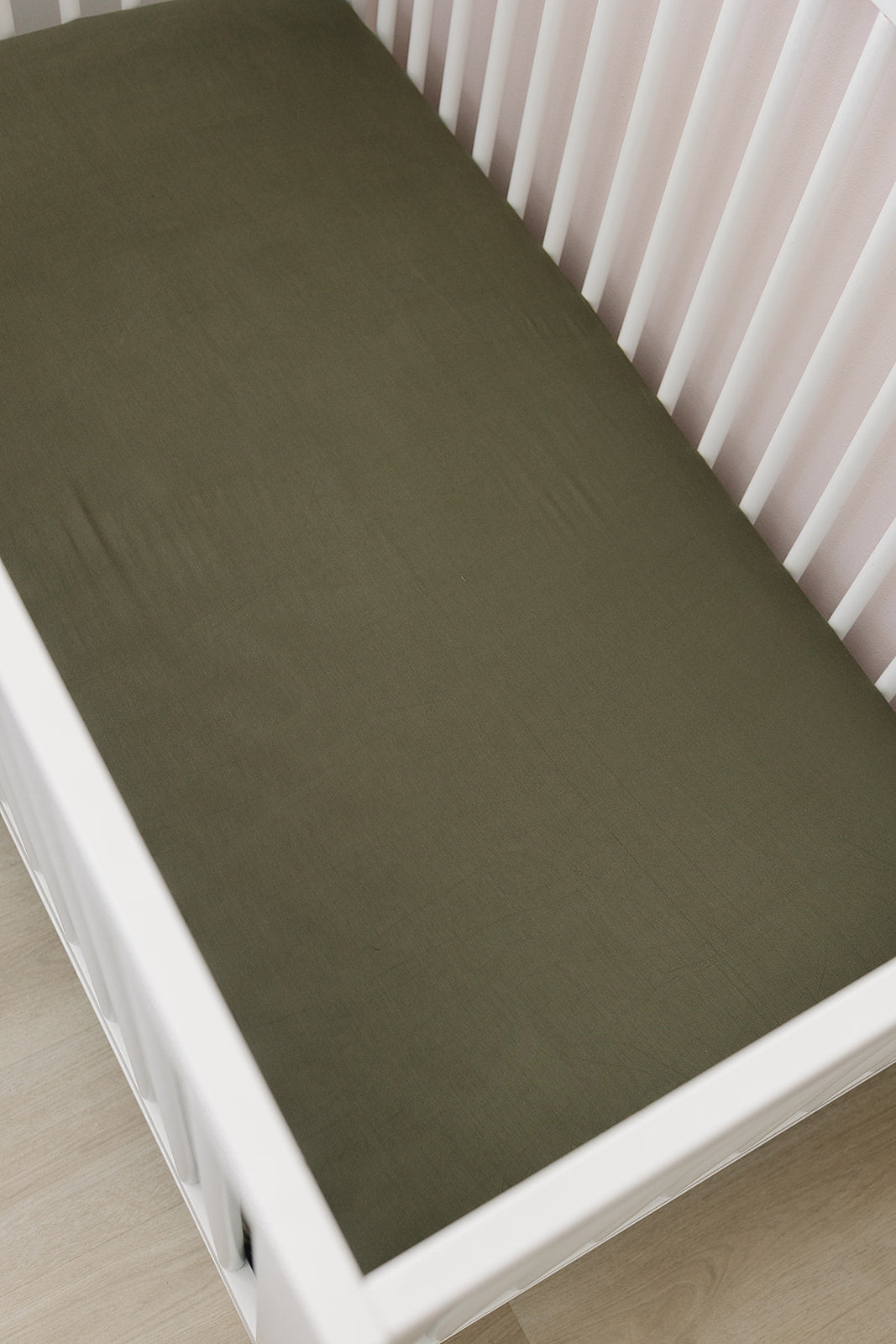 Olive Bamboo Stretch Crib Sheet  Mebie Baby