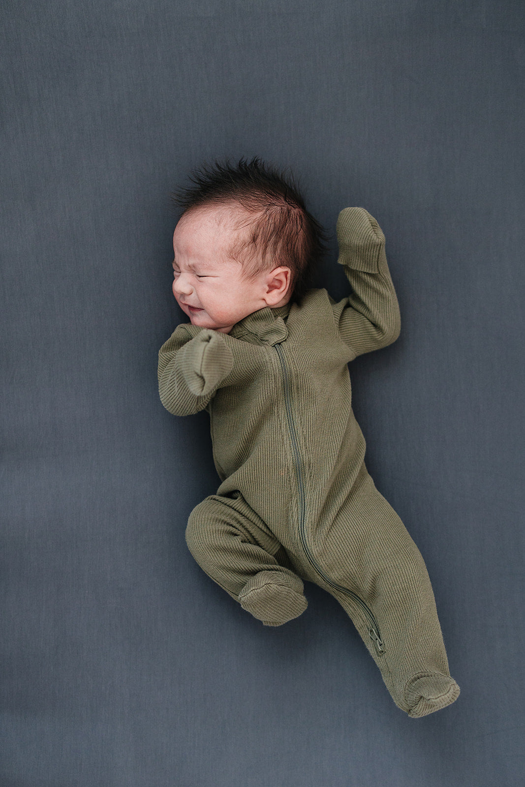 Winter Green Organic Cotton Ribbed Zipper Mebie Baby