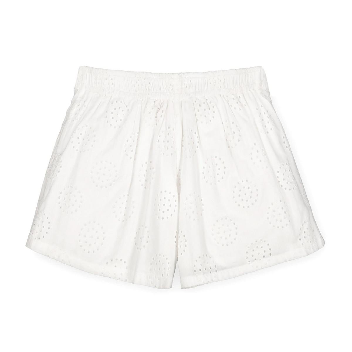 Pleated Pull-On Short - White Circle Eyelet