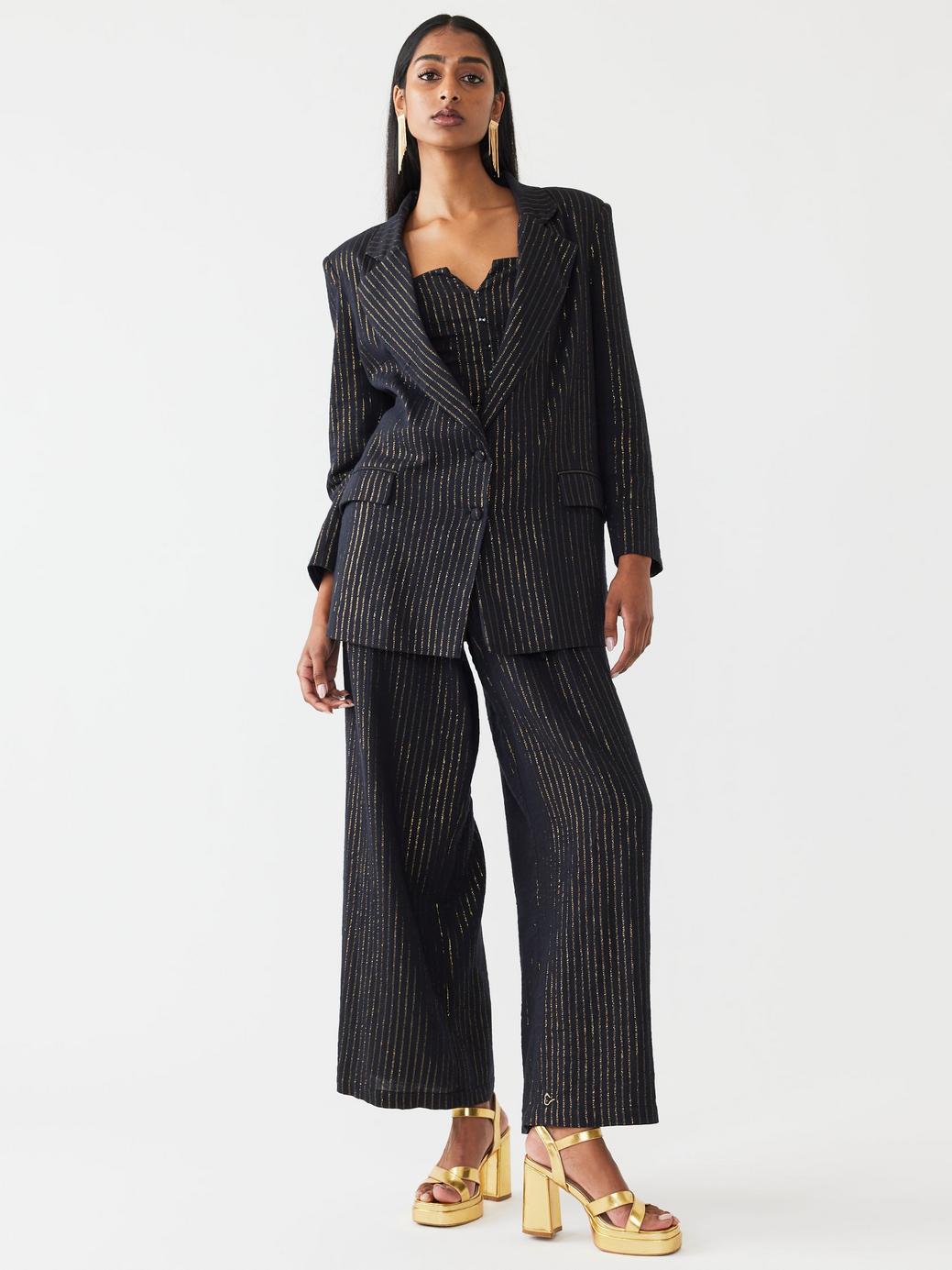 Sloan Blazer - Black Lurex Stripe