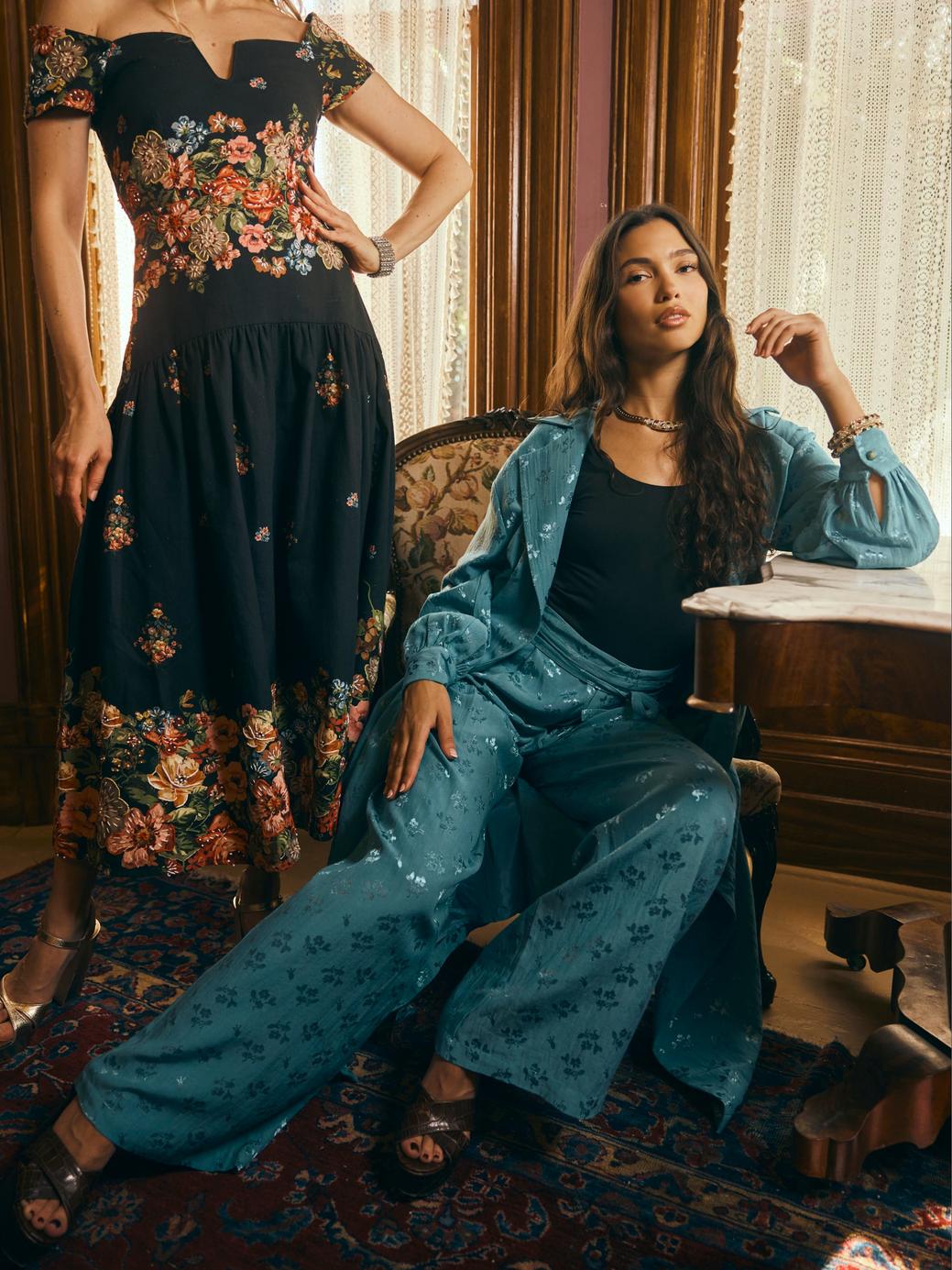 Willow Pant - Frozen Blue Bouquet