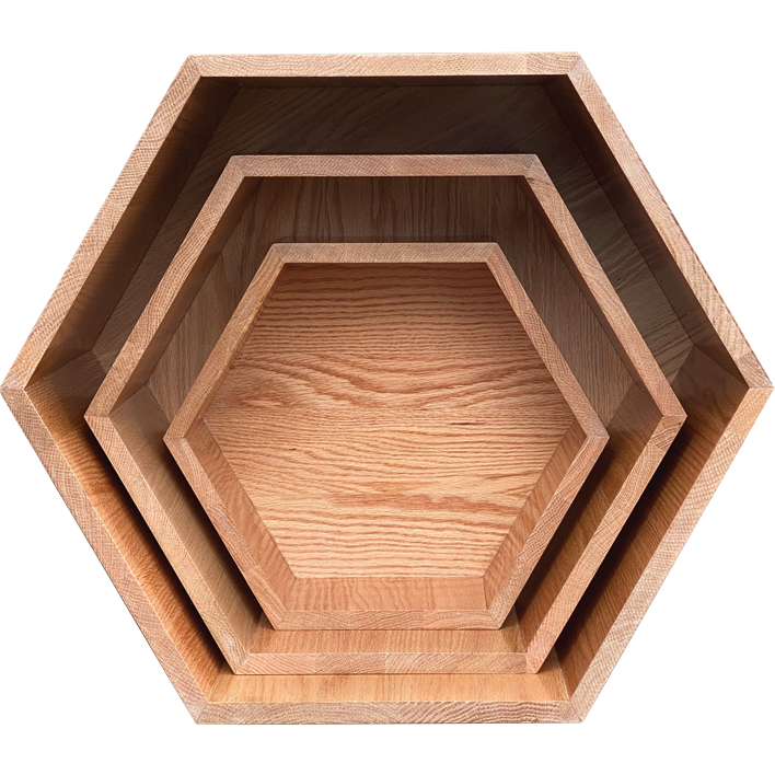 Hexagon Nesting Tables (Set of 3) | Solid European Oak