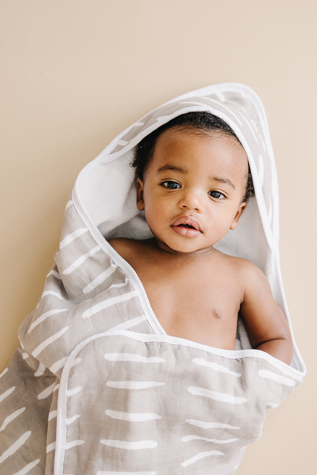 Grey Dash Muslin Hooded Towel Mebie Baby