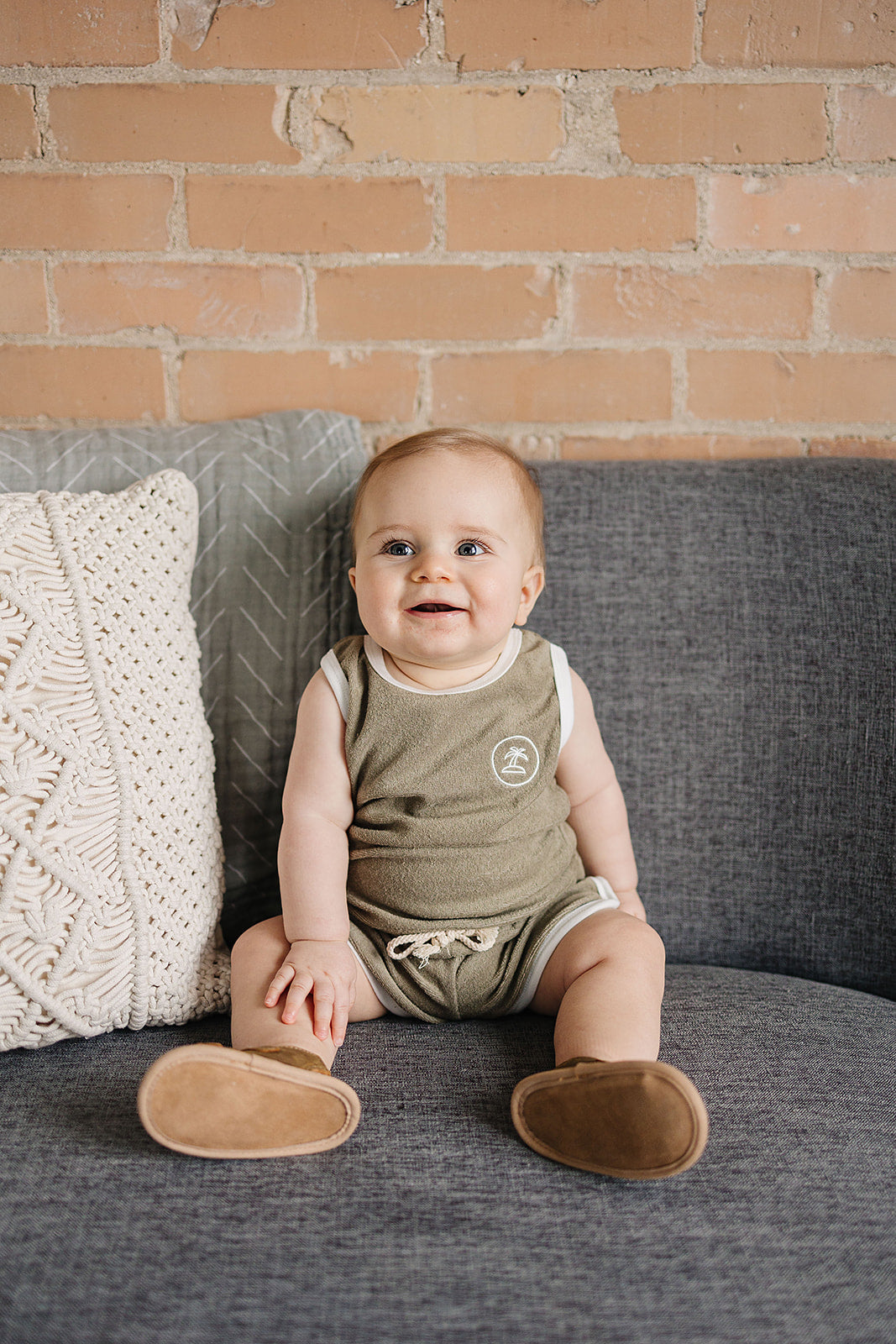 Palm Tree Terry Cloth Short Set Mebie Baby