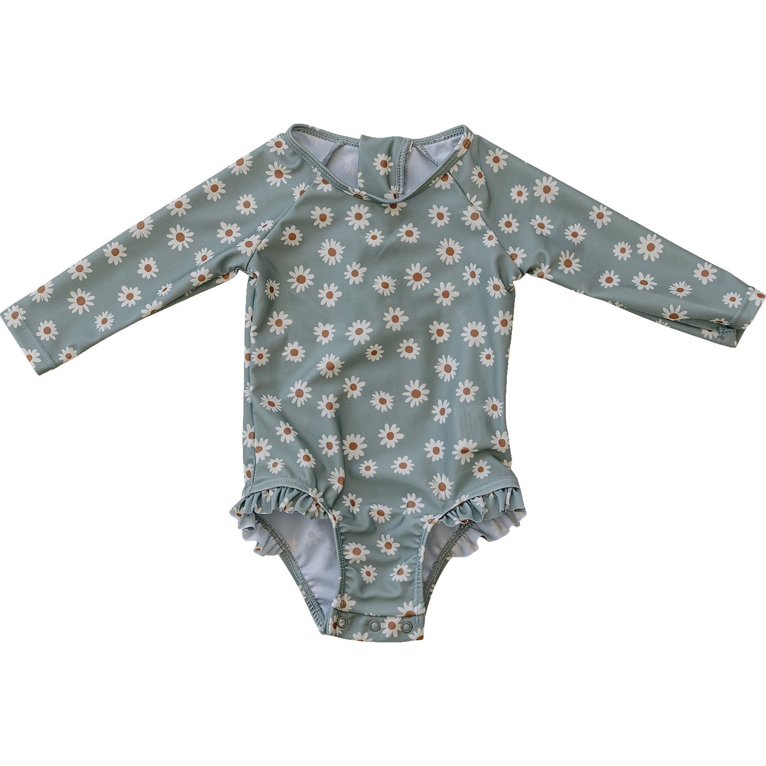 Light Green Daisy Long Sleeve One Piece Mebie Baby