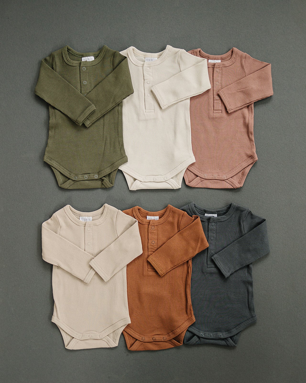 Winter Green Organic Snap Long Sleeve Ribbed Bodysuit Mebie Baby