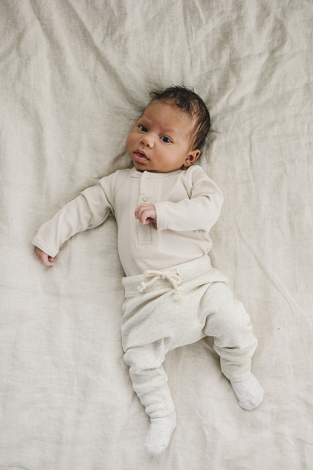 Oatmeal Cotton Joggers Mebie Baby