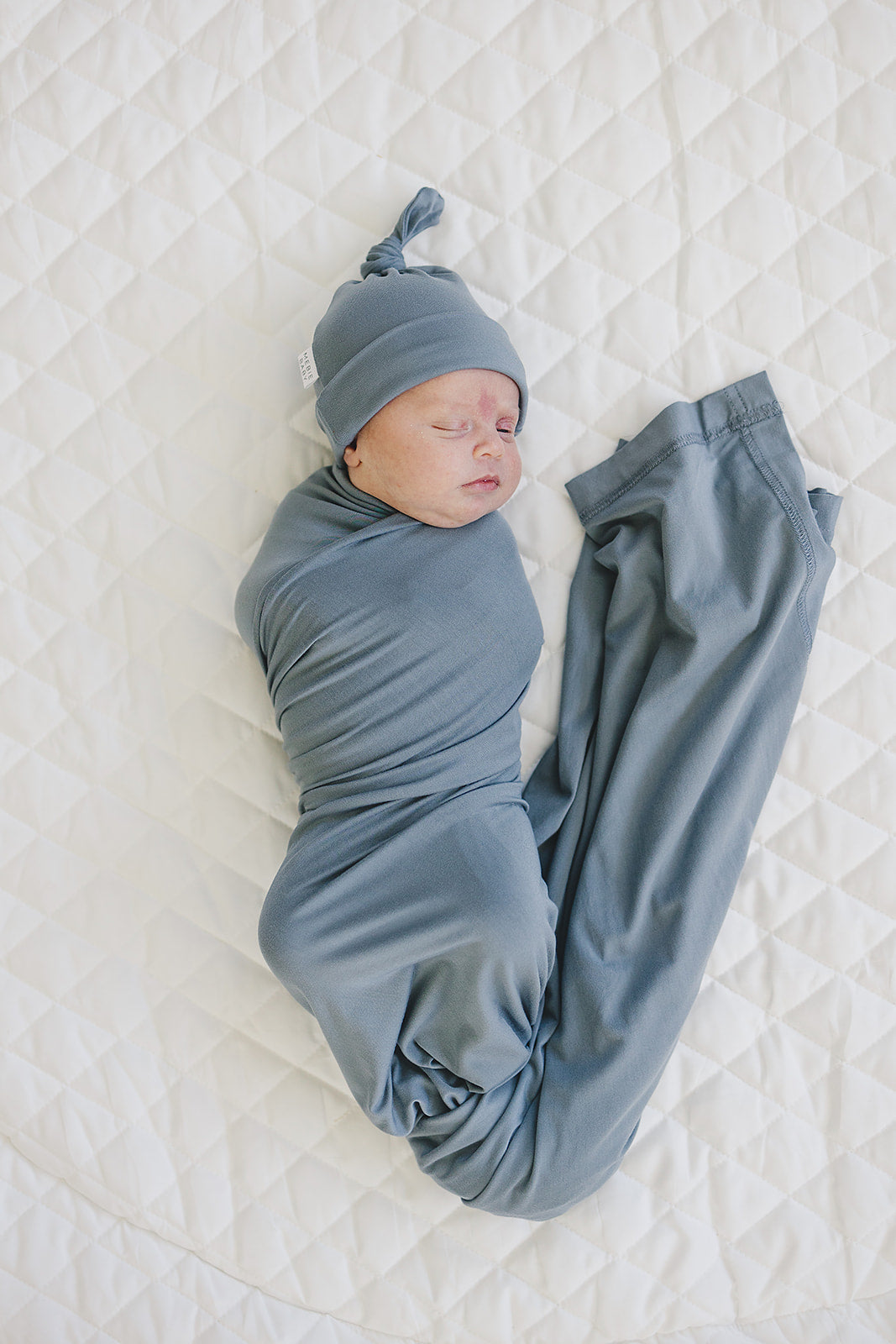 Dusty Blue Bamboo Newborn Knot Hat Mebie Baby