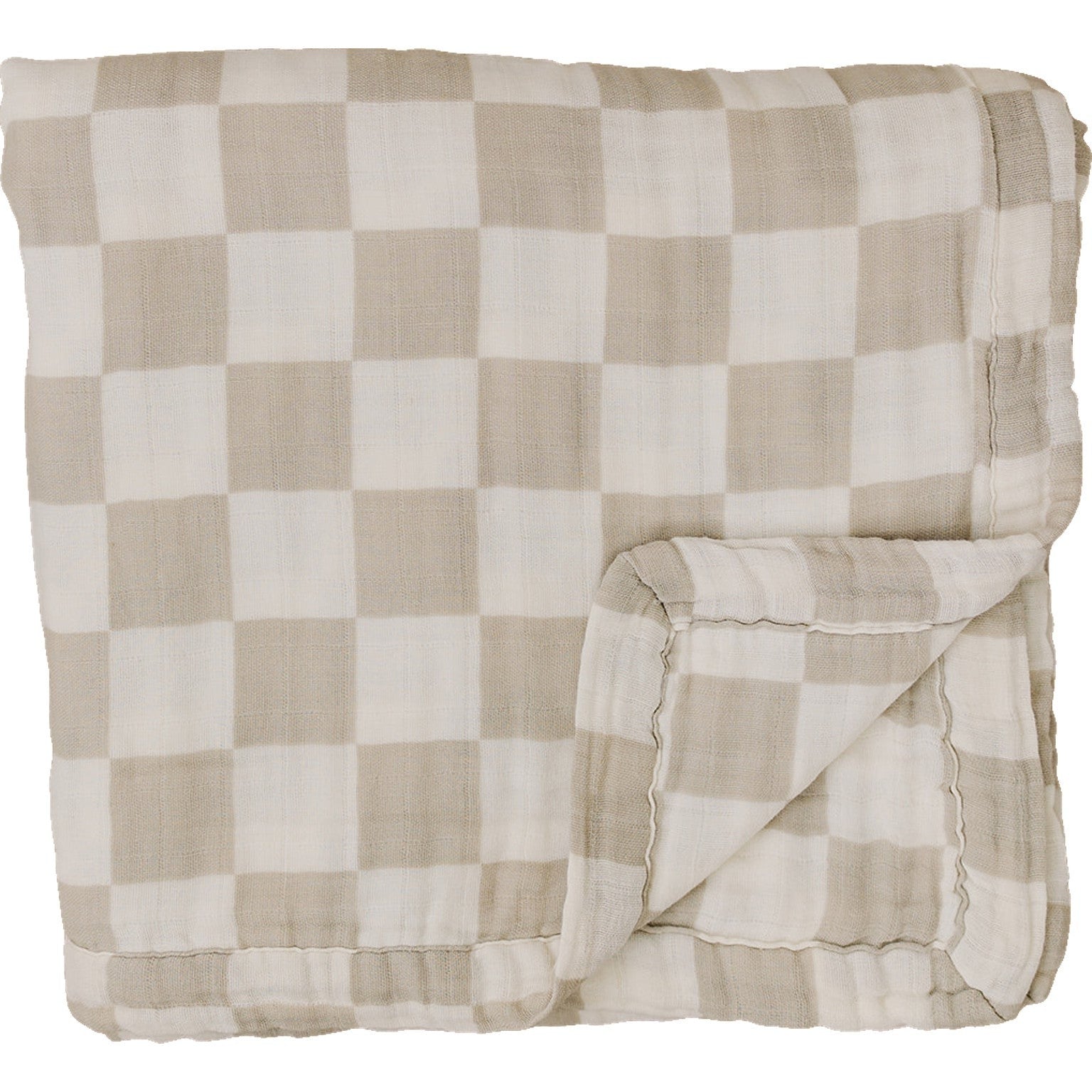 Taupe Checkered Muslin Quilt  Mebie Baby