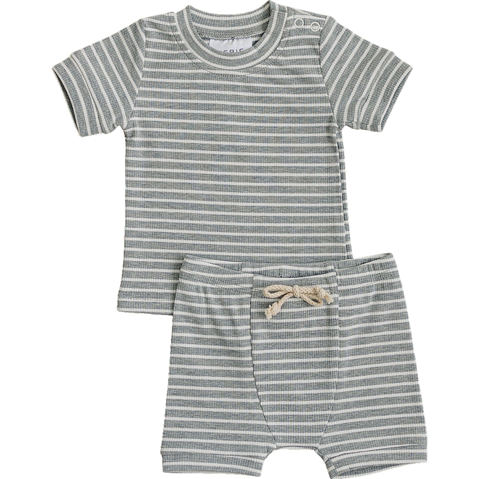 Grey Stripe Ribbed Cozy Short Set Mebie Baby