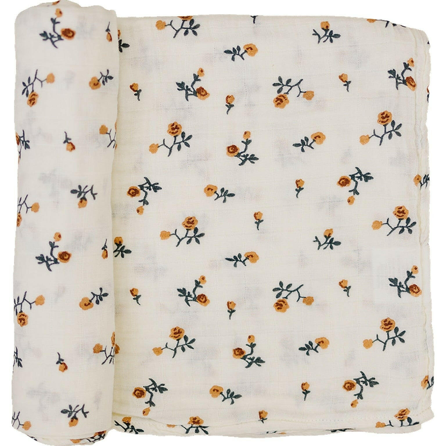 Cream Floral Muslin Swaddle Blanket Mebie Baby