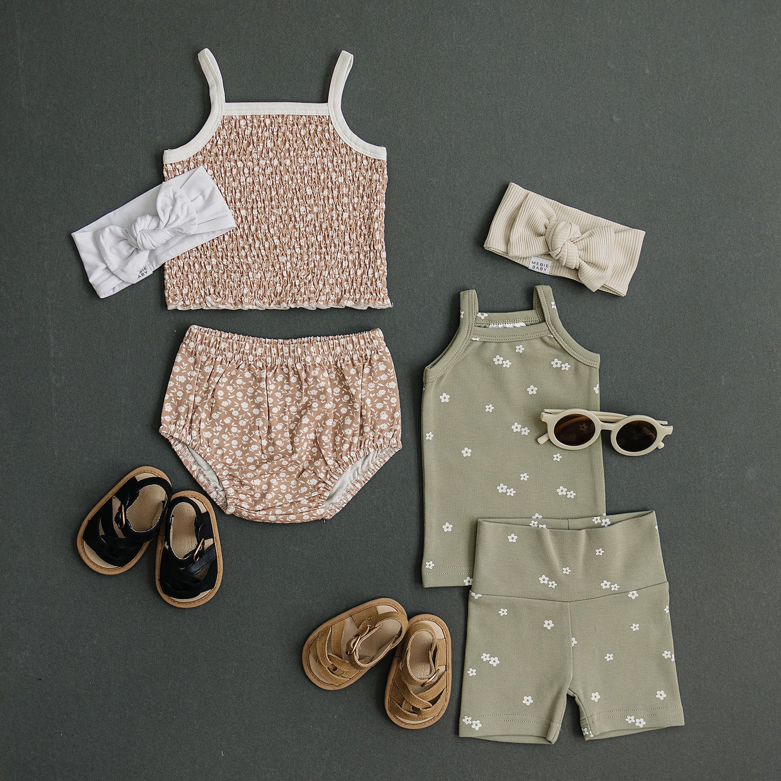 Ruched Floral Bloomer Set  Mebie Baby