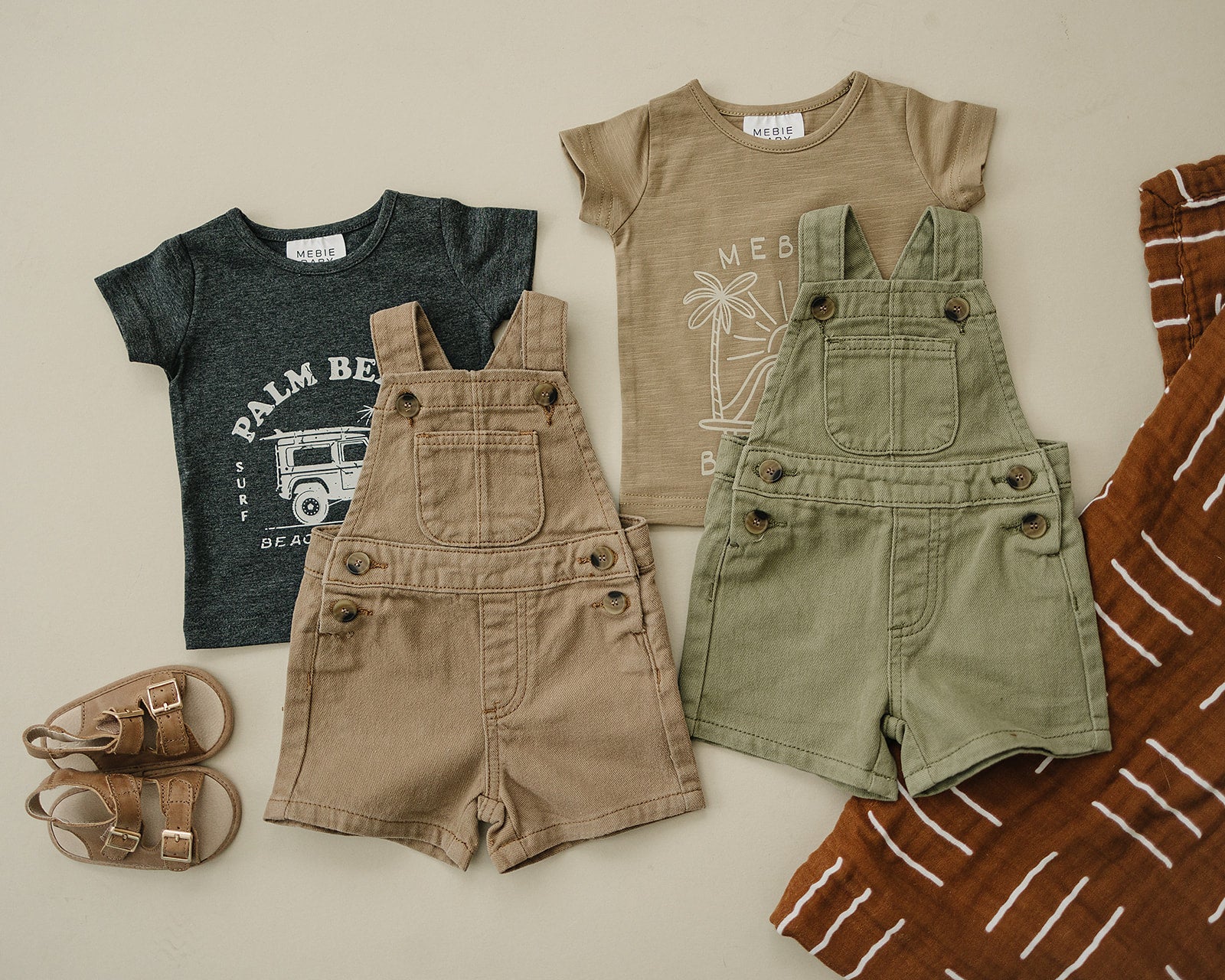 Tan Twill Overalls Mebie Baby