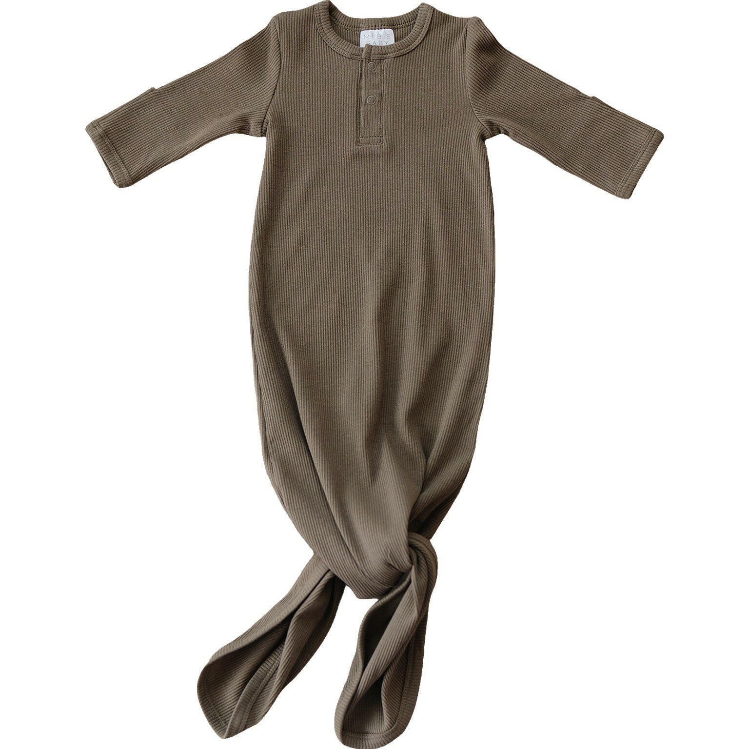 Cocoa Organic Cotton Ribbed Knot Gown  Mebie Baby